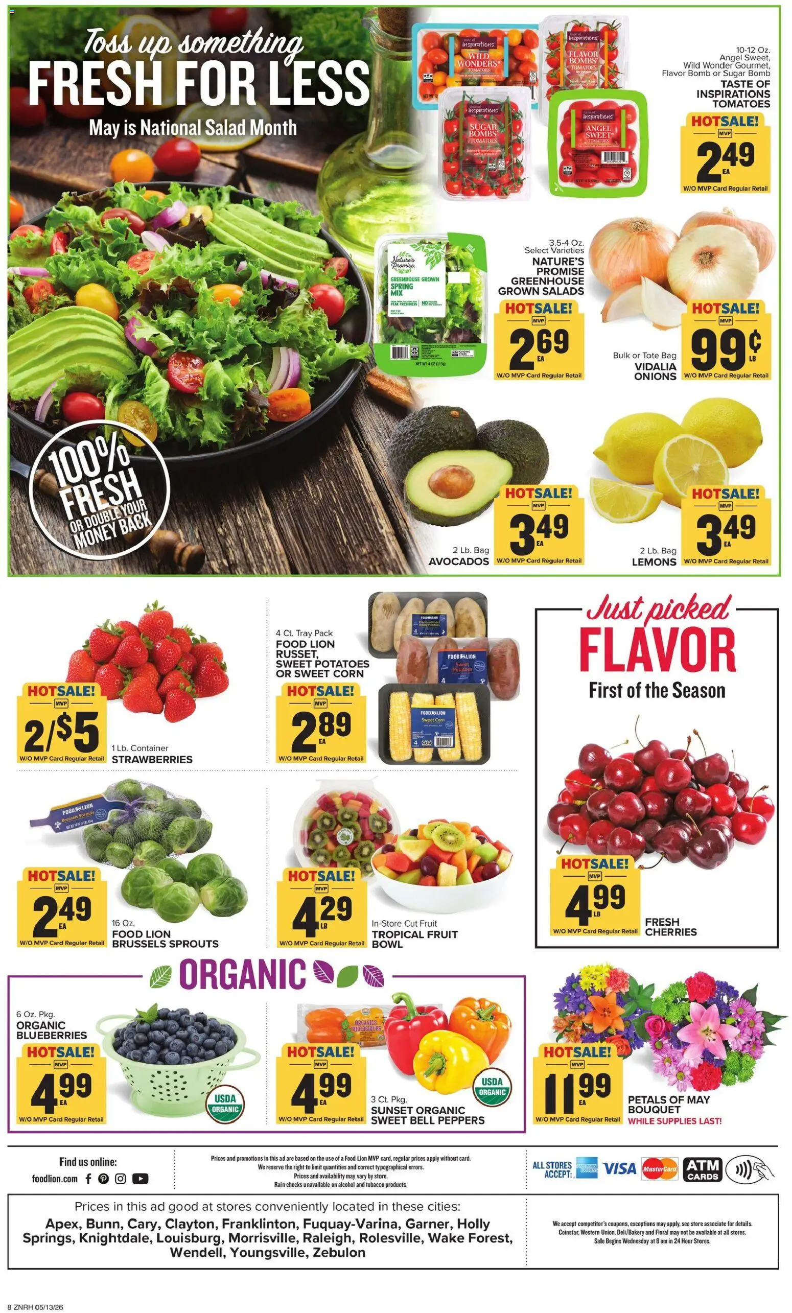 Food Lion Weekly Ad - valid from 13.05.2026 | Page: 3 | Products: Corn, Cherries, Tomatoes, Bag