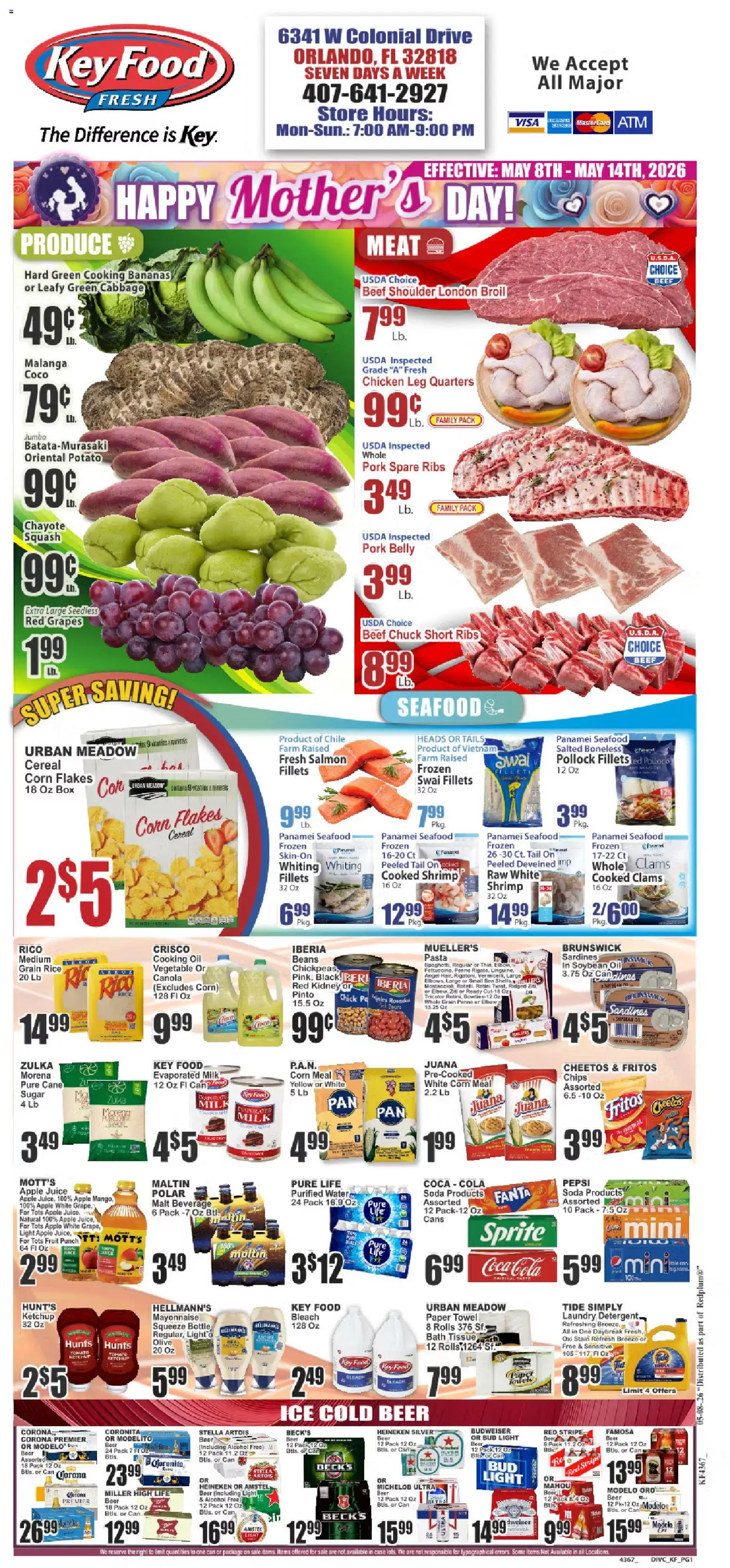 Key Food Weekly Ad - valid from 08.05.2026 | Page: 1 | Products: Bath, Oil, Grapes, Case