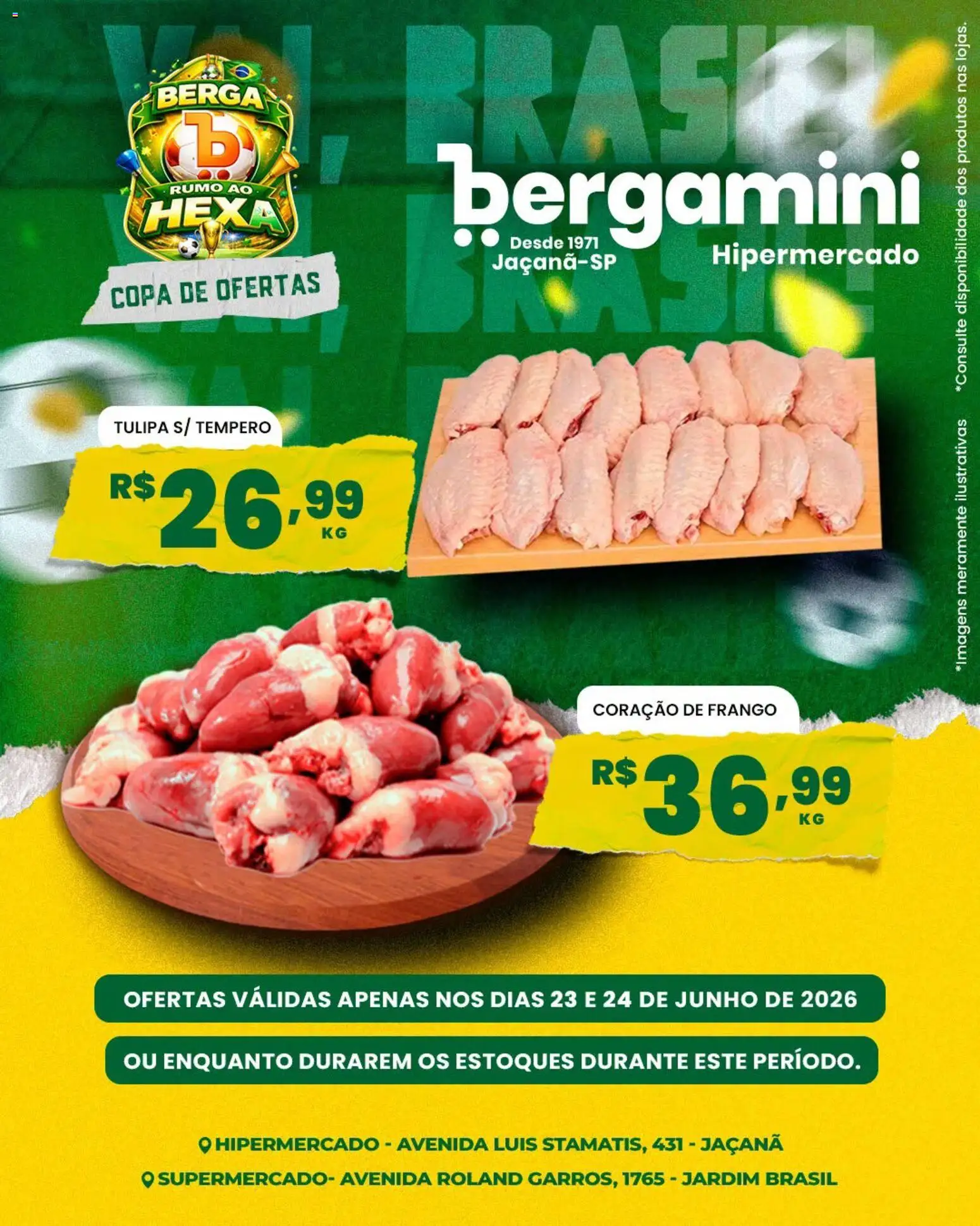 Supermercado Bergamini Folheto - válido de 23/06/2026 | Página: 4 | Produtos: Coração de frango, Copa, Frango