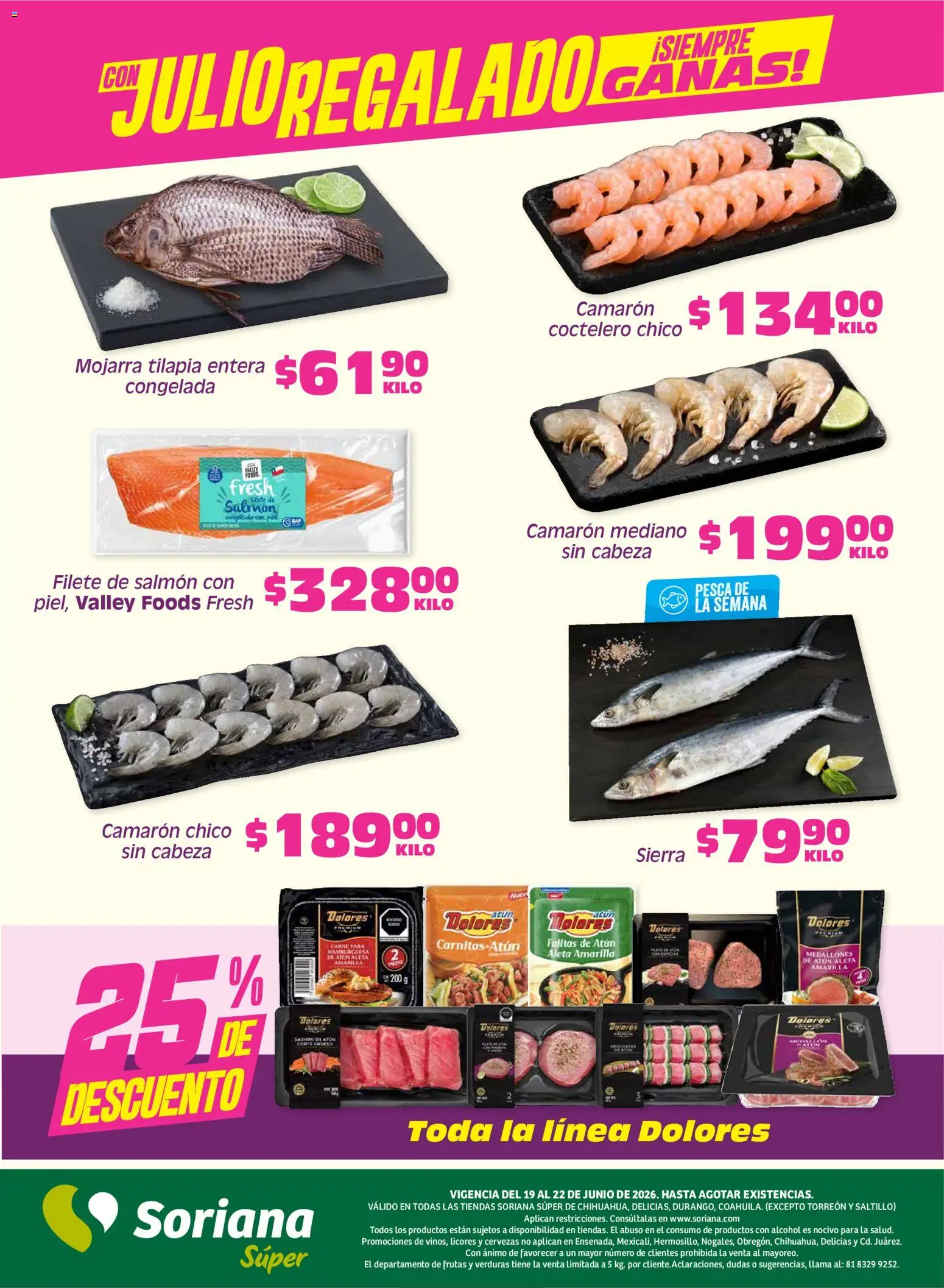 Nuevas ofertas de Soriana válidas en toda la República Mexicana desde el 19.06.2026. ¡Encuentra las mejores ofertas en Soriana Fin de Semana Súper: Chih, Delicias, Dur y Coah (excepto Saltillo)! | Página: 5