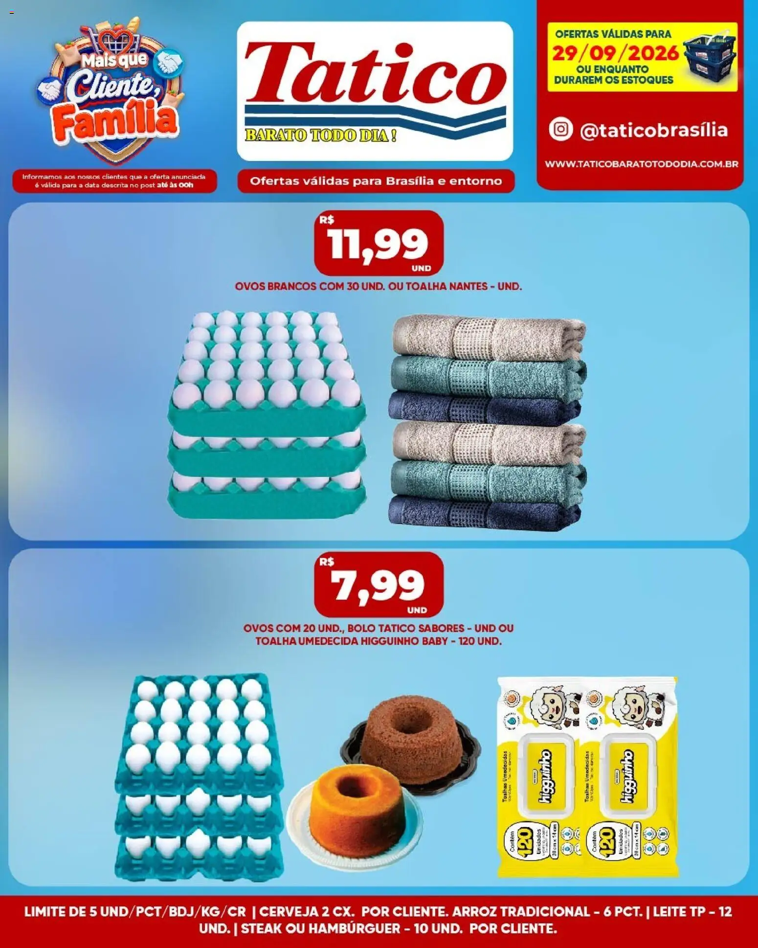 Tatico Folheto - válido de 29/09/2026 | Página: 7 | Produtos: Steak, Leite, Ovos, Hambúrguer