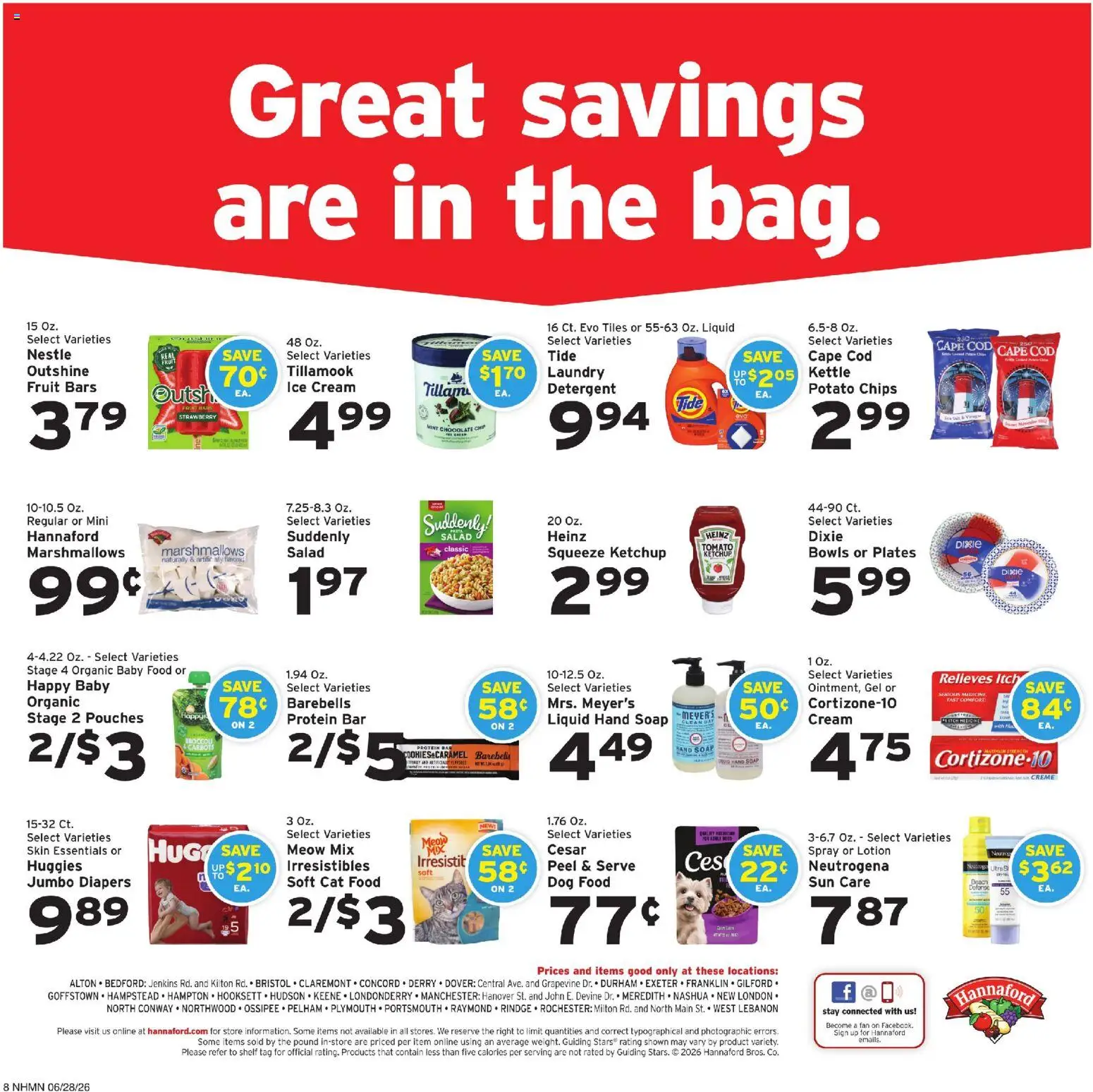 Hannaford Weekly Ad - valid from 06/28/2026 | Page: 9 | Products: Cat Food, Chocolate, Ketchup, Ice cream