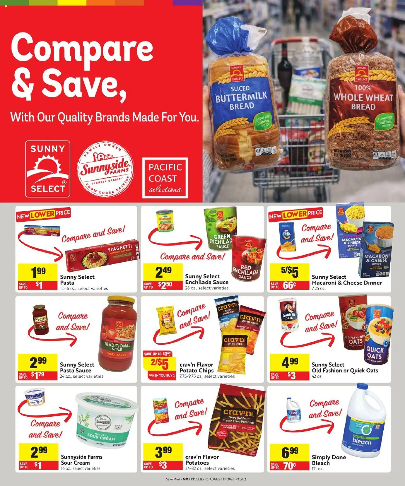 Save Mart Online Savings Guide - valid from 07/15/2026 | Page: 2 | Products: Bread, Sour cream, Cream, Potatoes