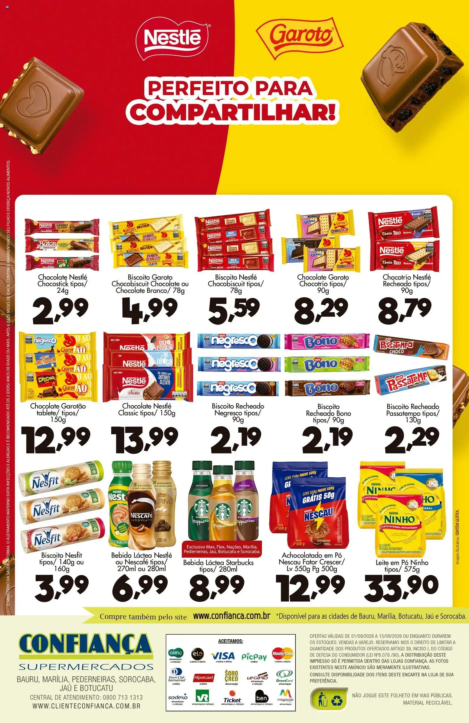 Confiança Folheto - válido de 01/09/2026 | Página: 2 | Produtos: Biscoito, Chocolate, Bebida, Biscoito recheado