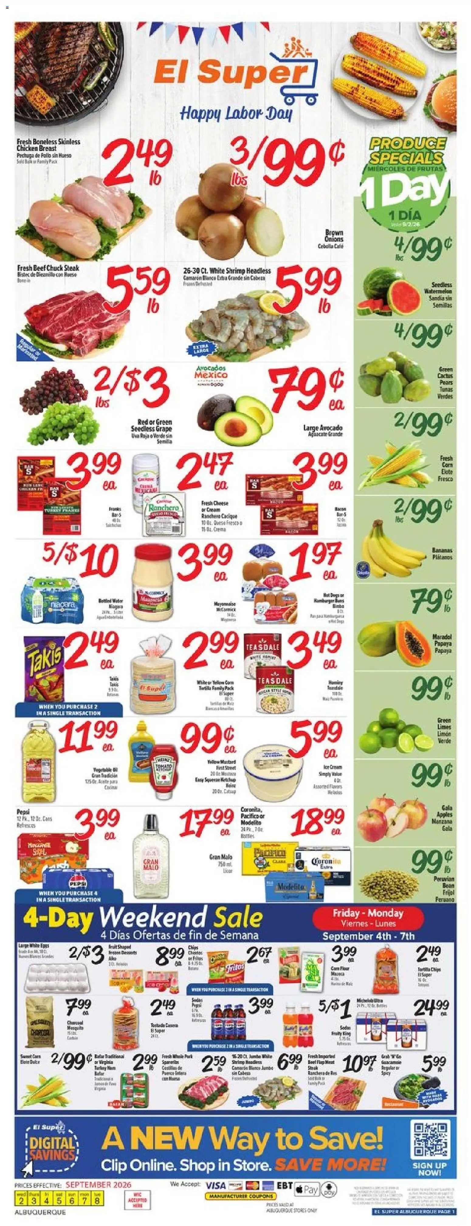 El Super Weekly Ad - NM - valid from 09/02/2026 | Page: 1 | Products: Corn, Bananas, Beef, Steak
