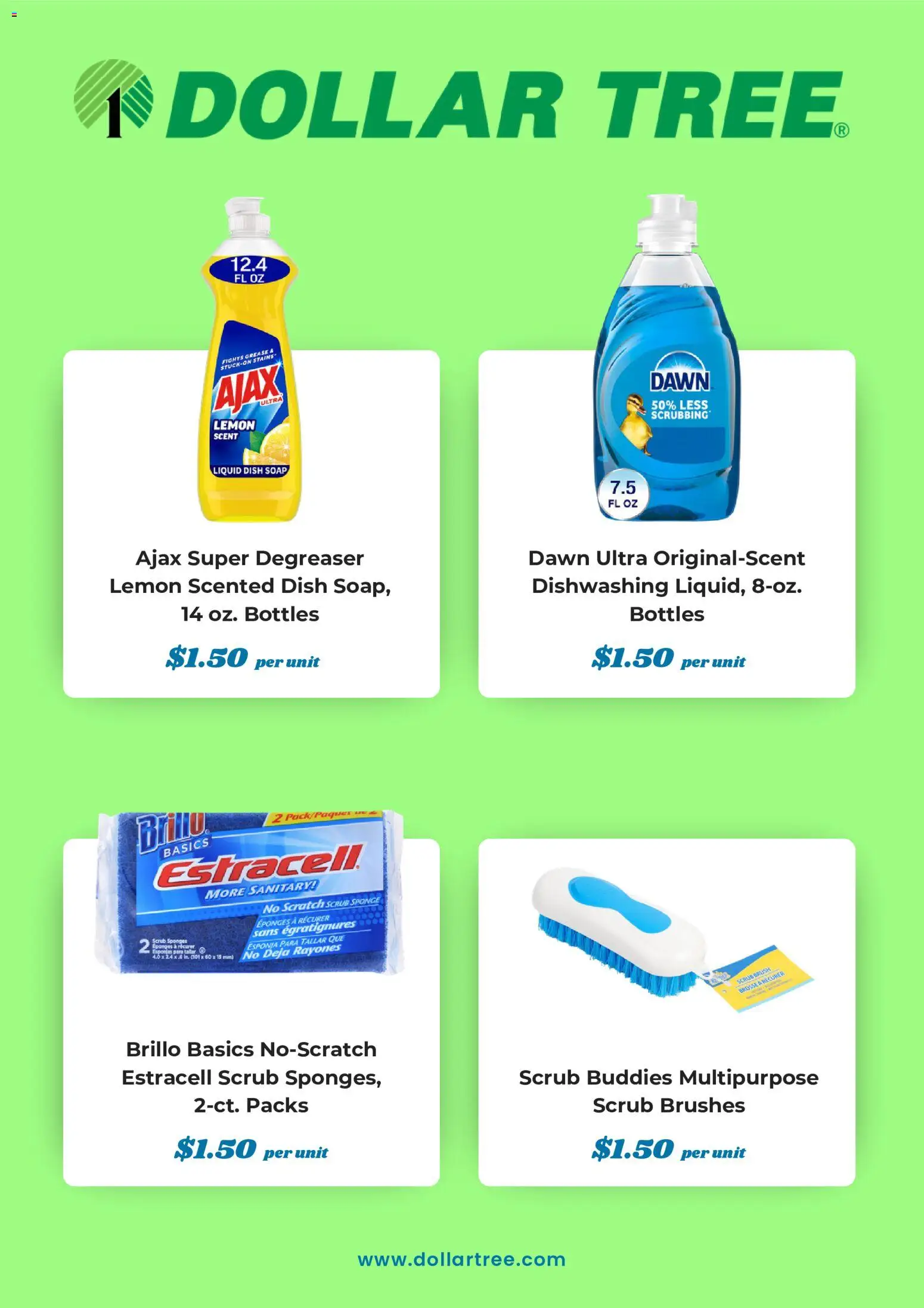 Dollar Tree Weekly Ad - valid from 10/01/2026 | Page: 4 | Products: Brushes, Brush, Sponge, Sponges