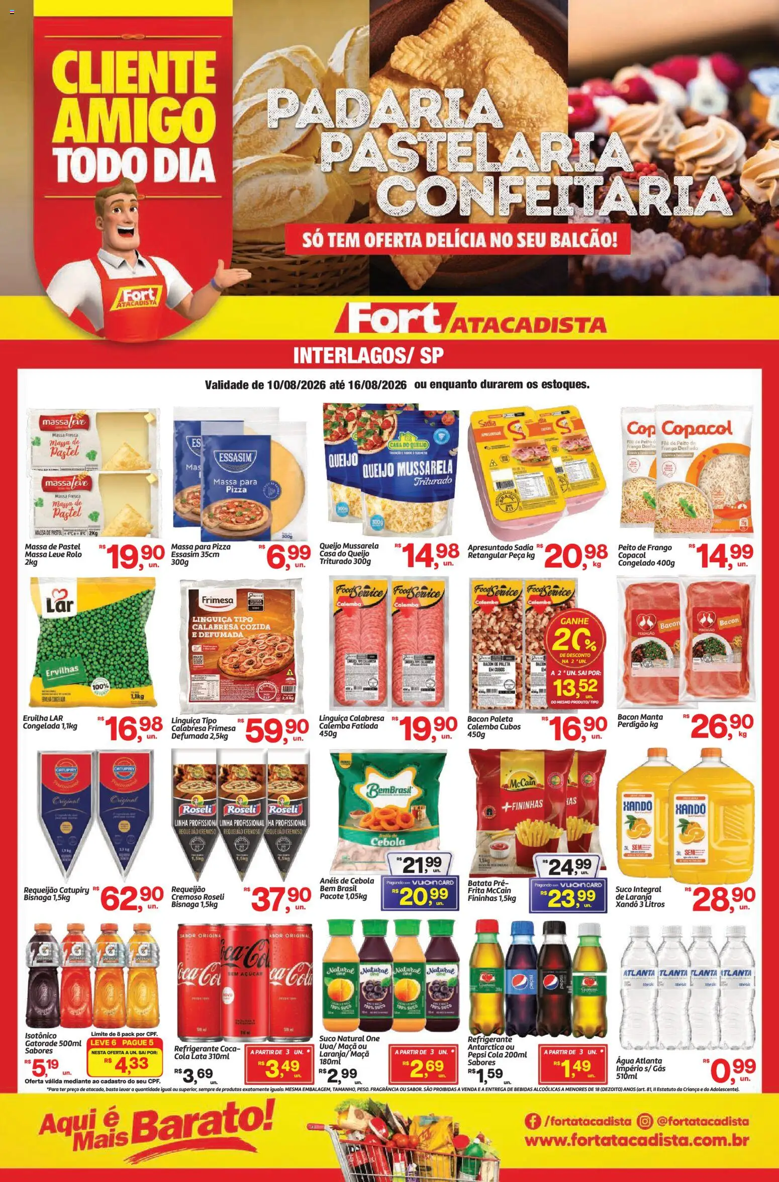 Fort Atacadista Folheto - válido de 10/08/2026 | Página: 1 | Produtos: Cebola, Pepsi, Gatorade, Bebidas