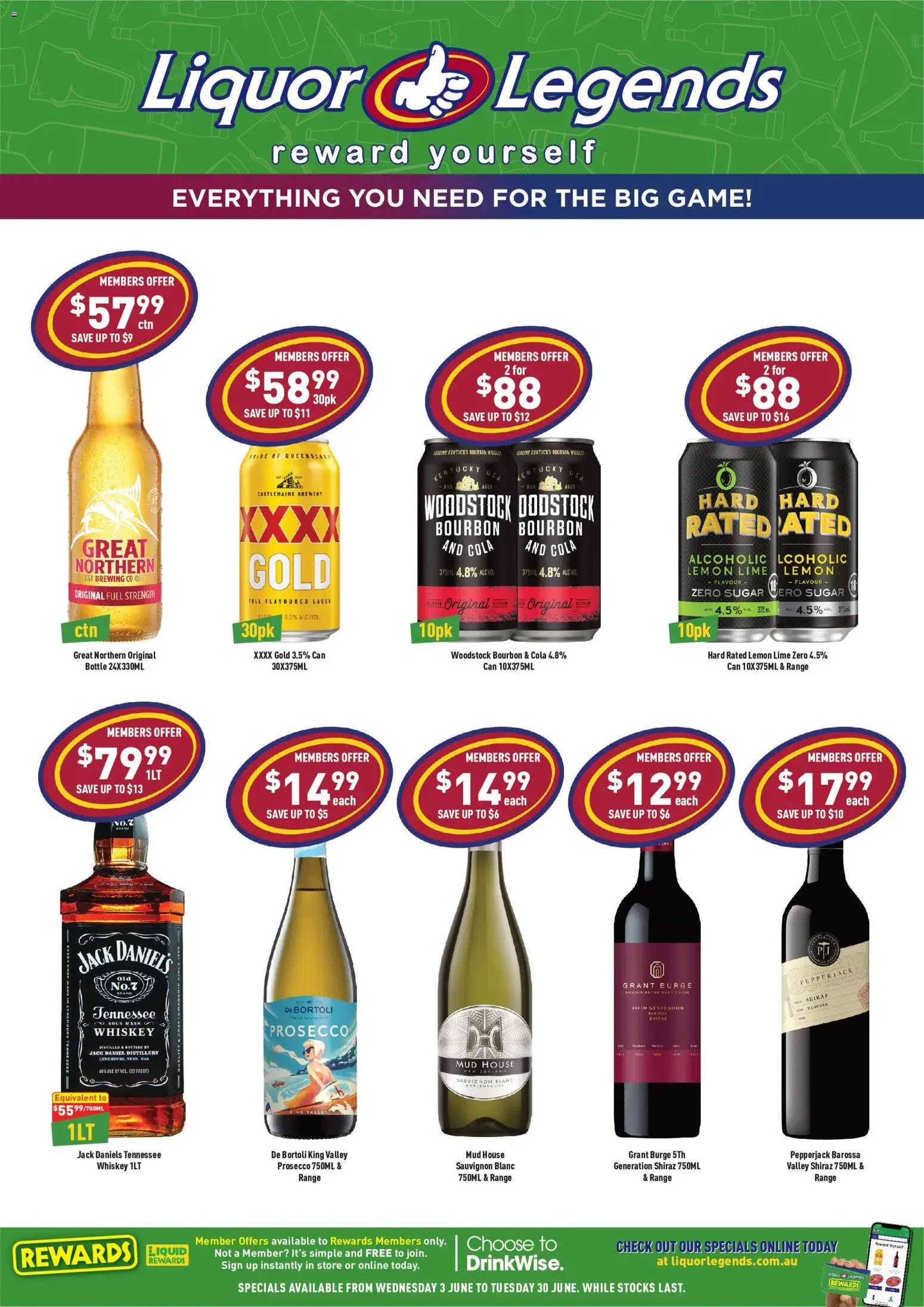 Liquor Legends catalogue - valid from 03.06.2026 | Page: 1 | Products: Whiskey, Sugar, Lemon, Game