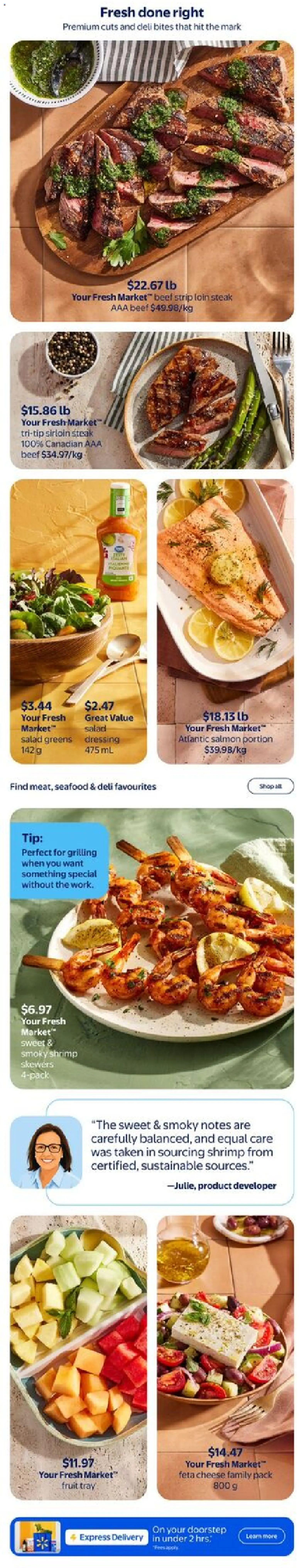 Walmart flyer valid from Jul 2, 2026 | Page: 5 | Products: Beef, Salad, Cheese