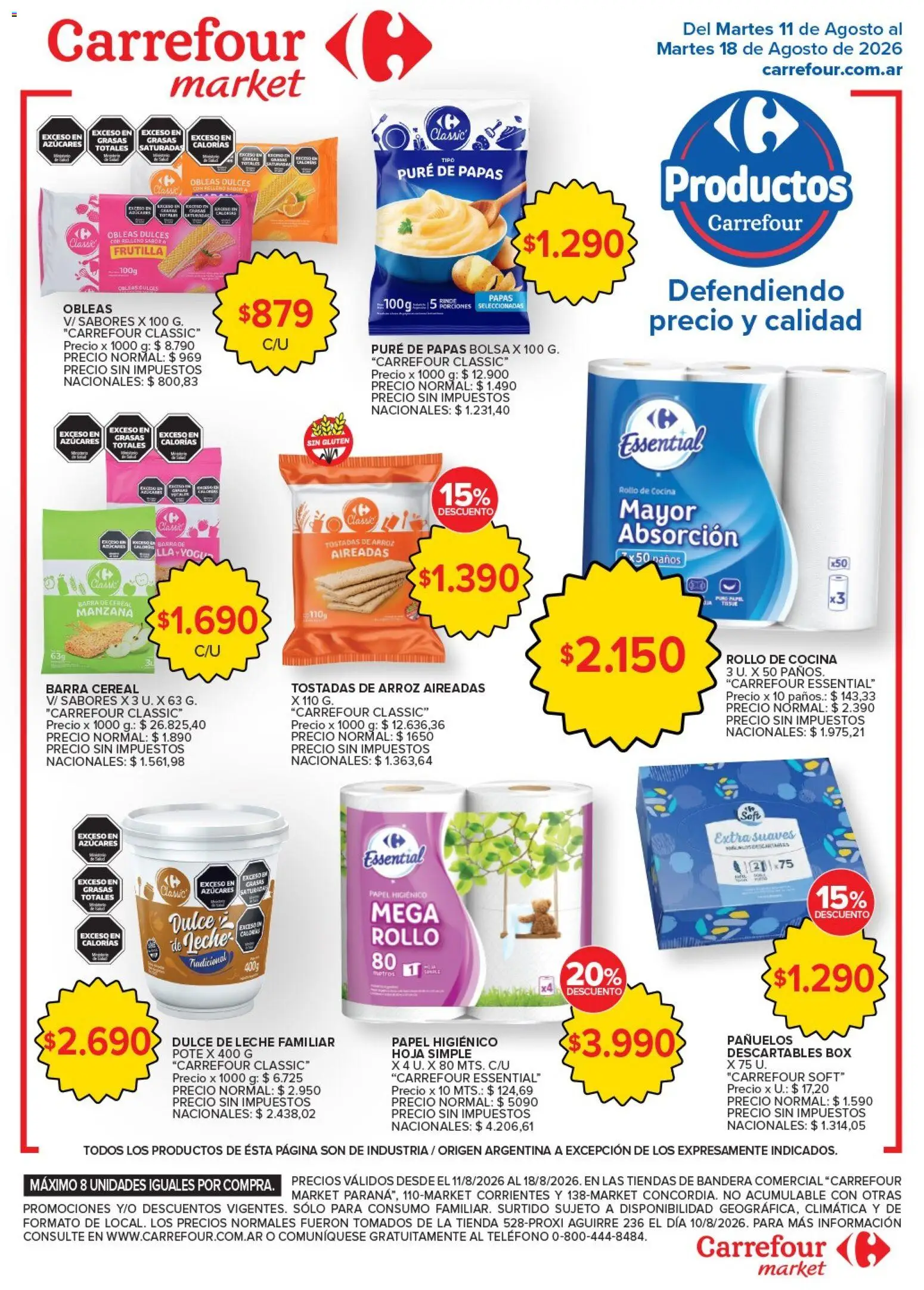 Carrefour Market Paraná Concordia │ válido desde el 11/08/2026 | Página: 4 | Productos: Teléfono, Cocina, Frutilla, Manzana
