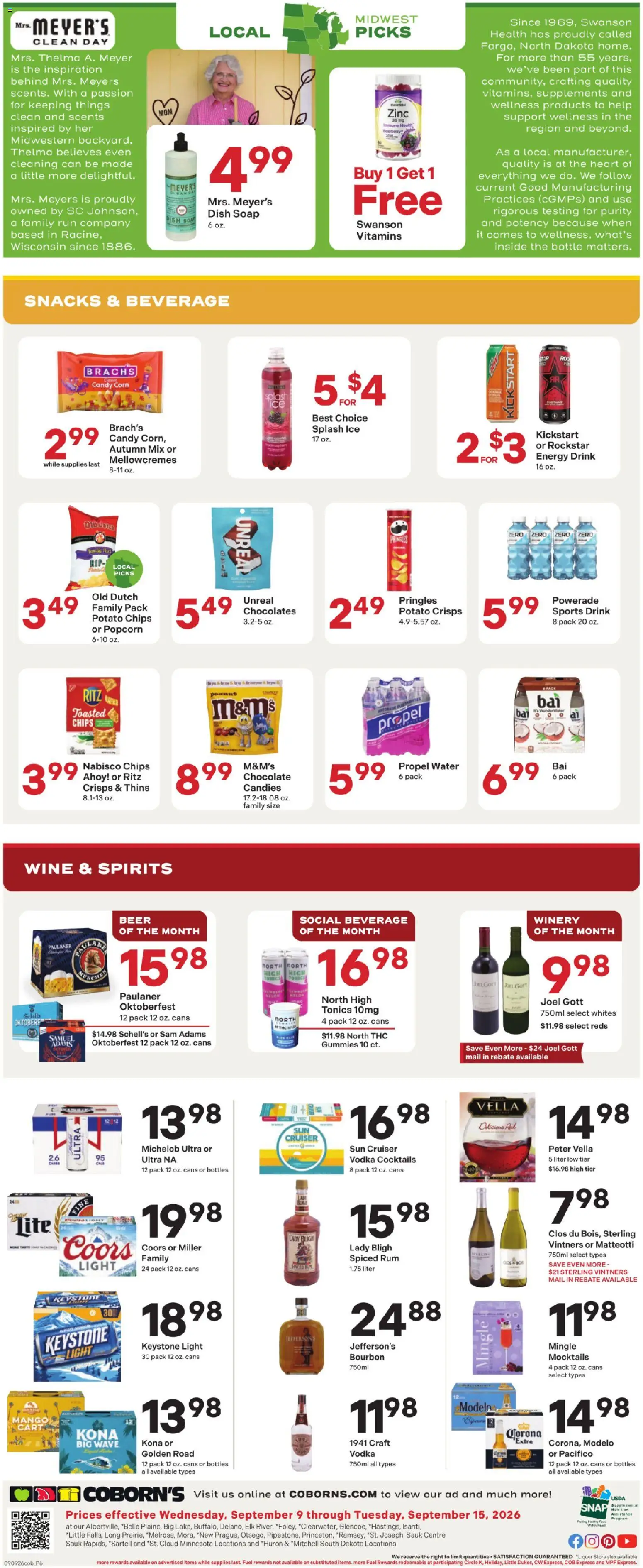 Coborn's Weekly Ad - valid from 09/09/2026 | Page: 8 | Products: Popcorn, Potato chips, Candies, Sports drink