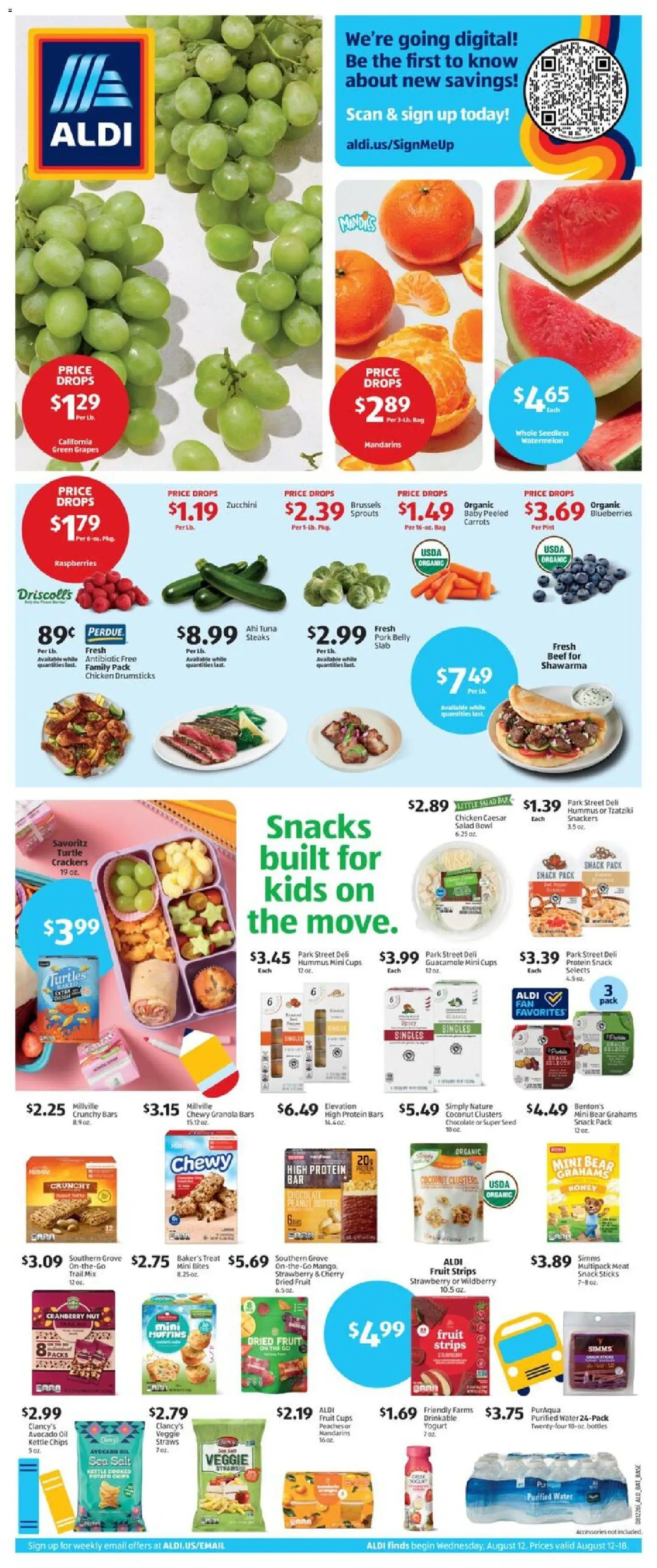 Aldi Weekly Ad - valid from 08/12/2026 | Page: 1 | Products: Zucchini, Salt, Mango, Kettle