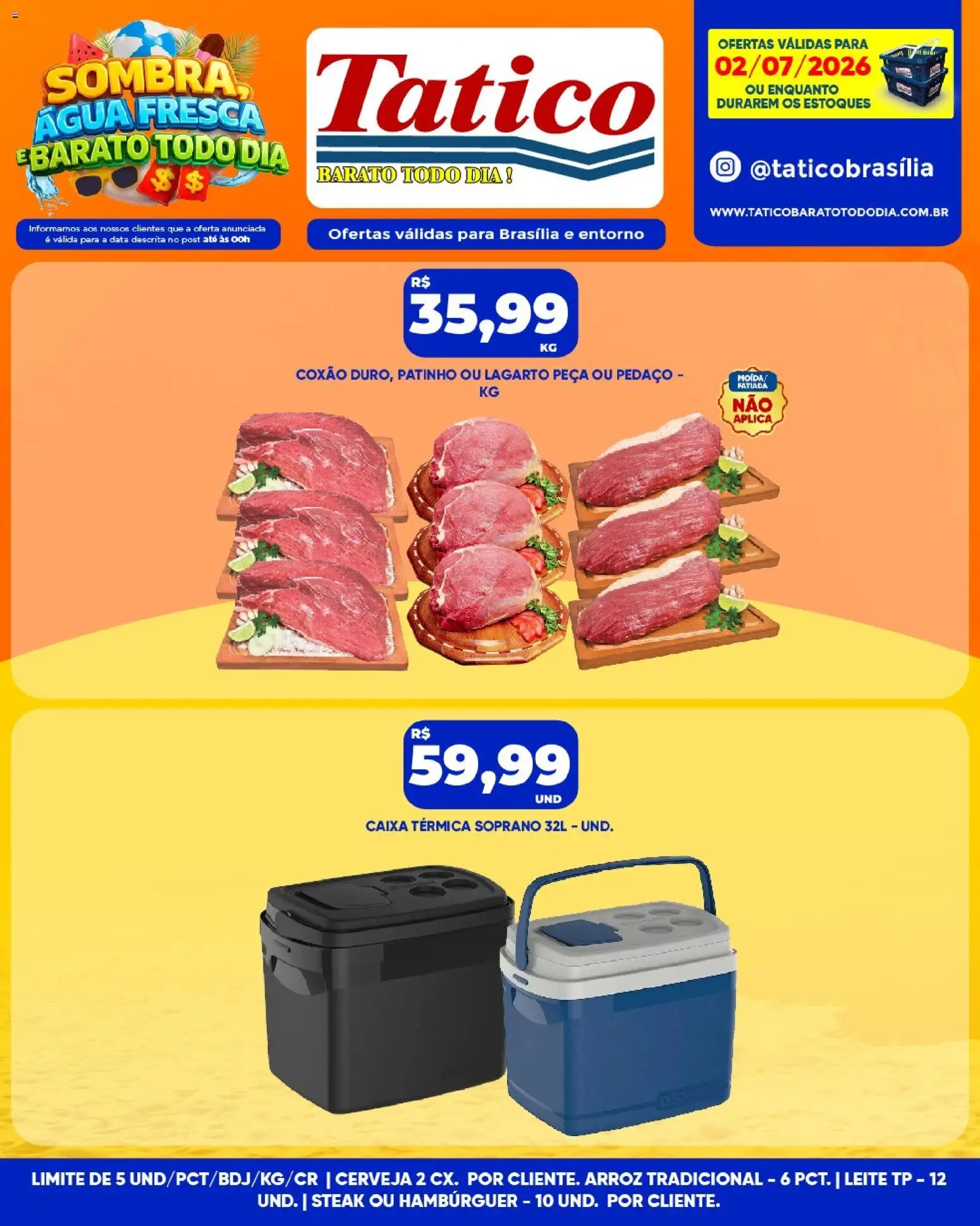 Tatico Folheto - válido de 02/07/2026 | Página: 12 | Produtos: Caixa, Leite, Cerveja, Arroz