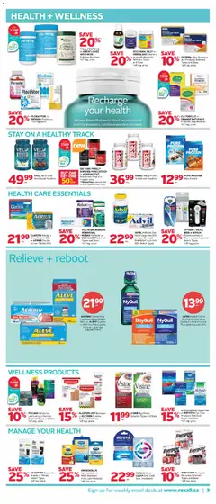 Preview of Rexall weekly flyer / circulaire from shop Rexall valid from Oct 2, 2026 | Page: 10 | Products: Whey protein, Bandage, Probiotics, Capsules