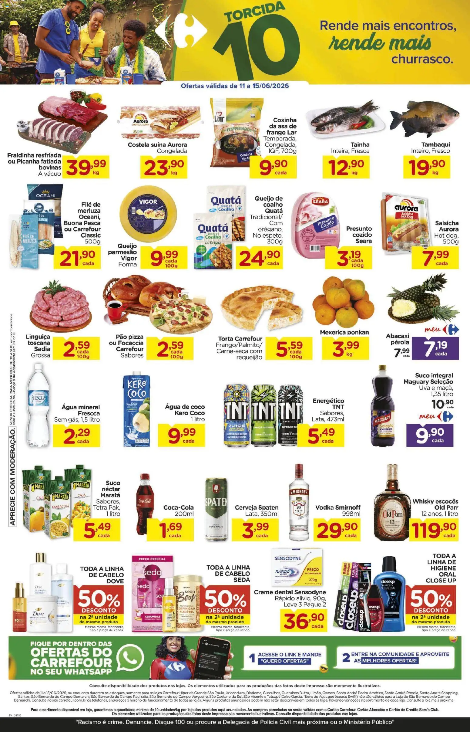 Carrefour Folheto - válido de 11.06.2026 | Página: 2 | Produtos: Mexerica, Asa de frango, Vodka, Dove