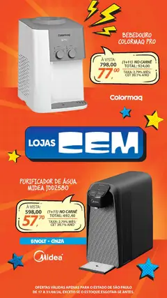 Lojas Cem - Ofertas atuais - Pré-Visualização do folheto da loja Lojas Cem, válido de 17/08/2026 | Página: 31 | Produtos: Bebedouro, Purificador, Carne, Água