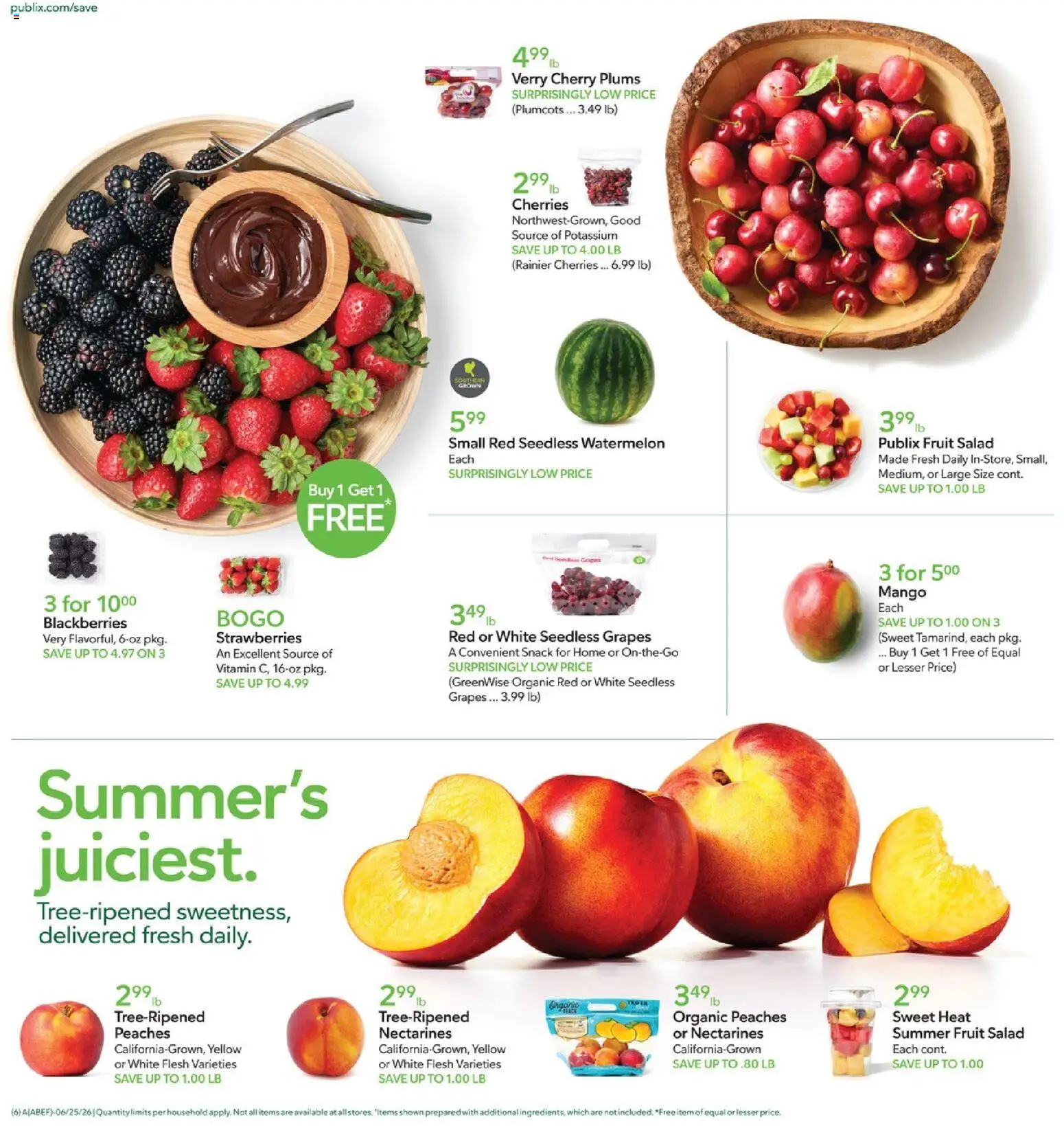 Publix Weekly Ad - valid from 06/24/2026 | Page: 6 | Products: Vitamin, Peaches, Strawberries, Salad