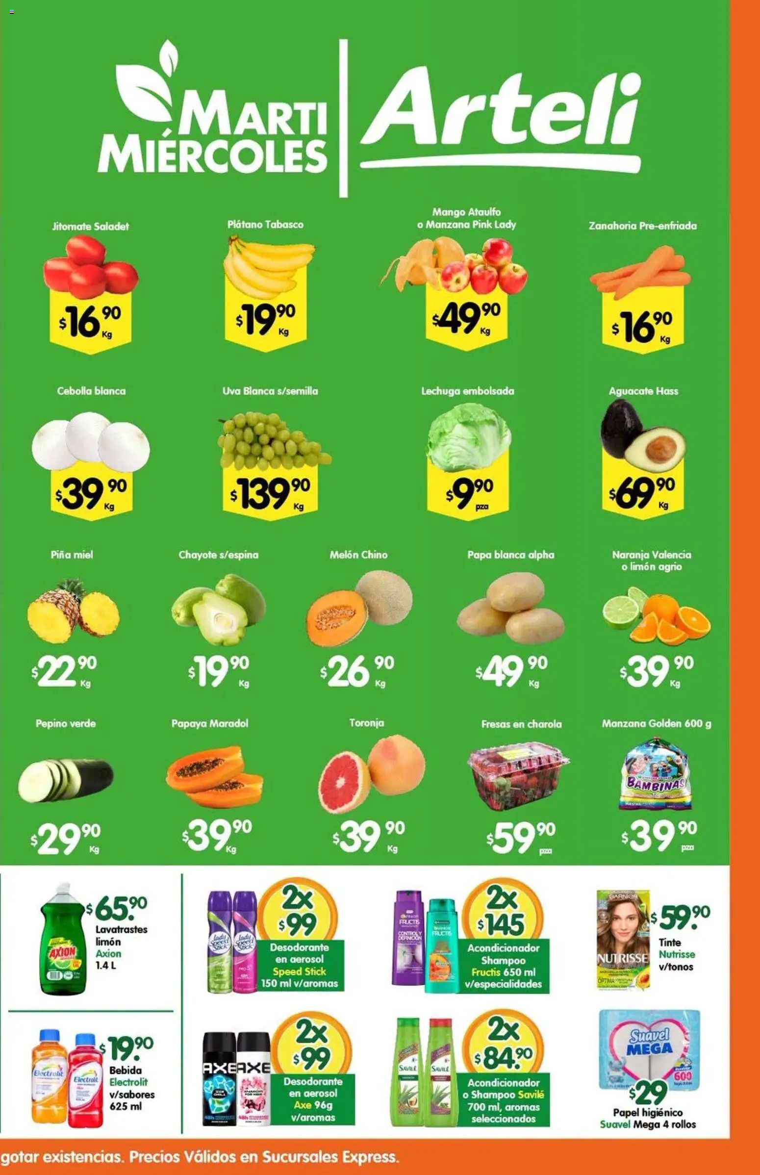 Nuevas ofertas de Arteli válidas en toda la República Mexicana desde el 28/07/2026. ¡Encuentra las mejores ofertas en Arteli folleto Express! | Página: 2 | Productos: Melón, Manzana, Lechuga, Papel higiénico