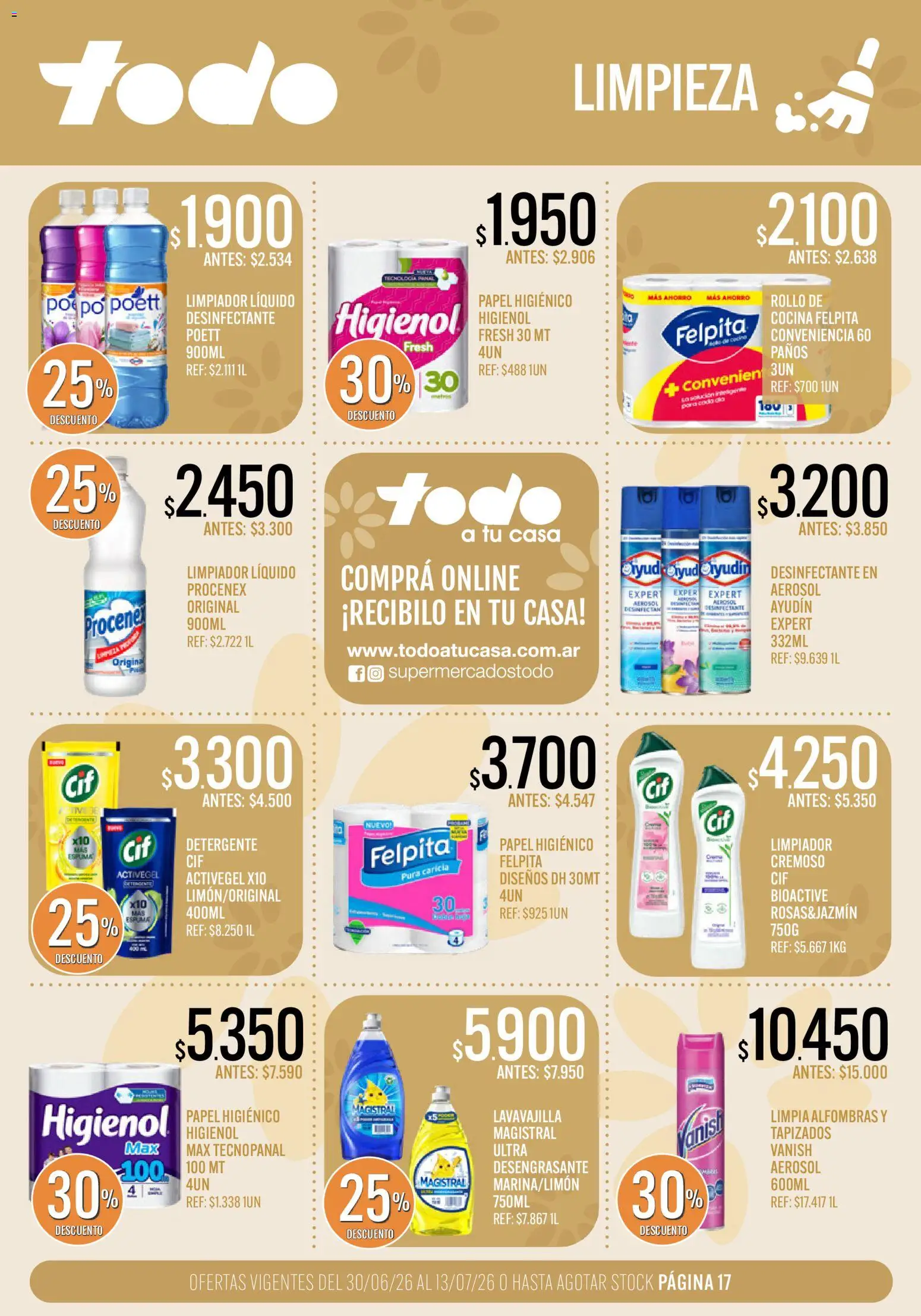 Supermercados TODO Ofertas │ válido desde el 30/06/2026 | Página: 17 | Productos: Desinfectante, Papel higiénico, Cocina, Detergente