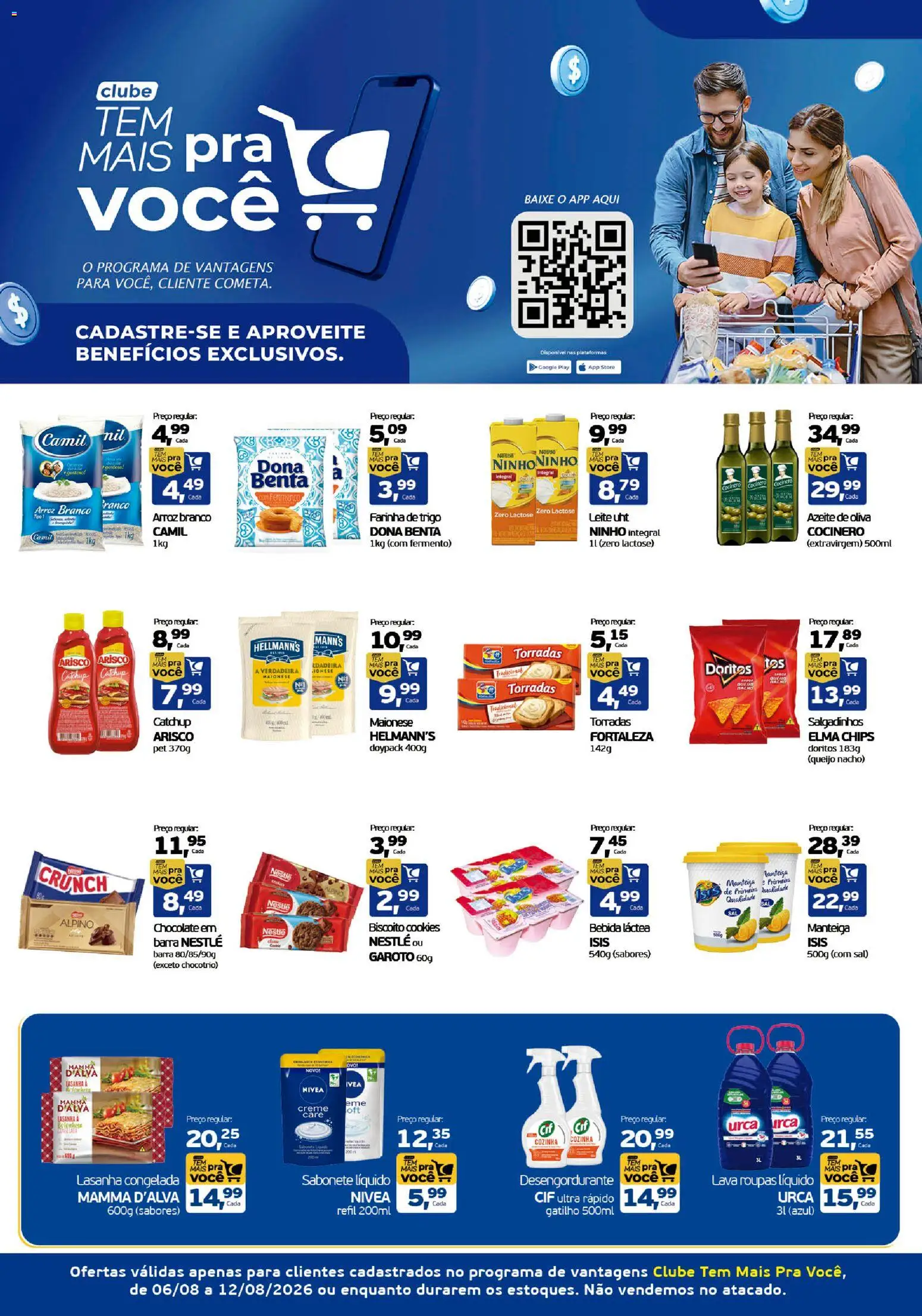 Cometa Supermercados Folheto - válido de 06/08/2026 | Página: 1 | Produtos: Farinha de trigo, Queijo, Roupas, Bebida
