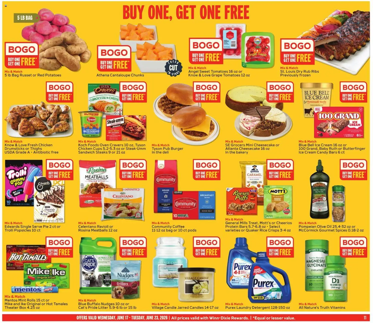 Winn Dixie Weekly Ad - valid from 17.06.2026 | Page: 11 | Products: Bakery, Broccoli, Tomatoes, Spices