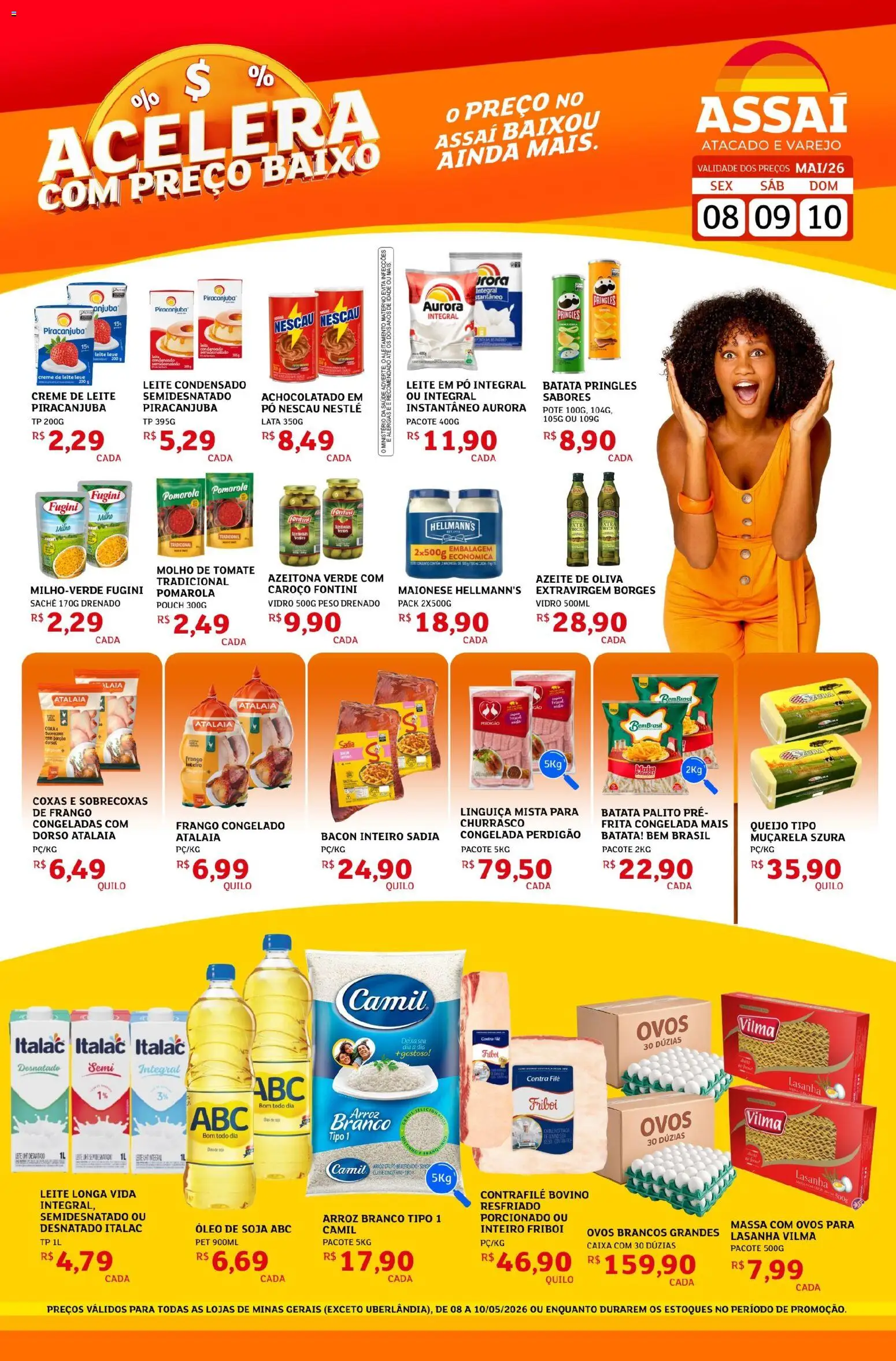 Assaí Atacadista Folheto - válido de 08.05.2026 | Página: 1 | Produtos: Leite, Massa, Leite condensado, Soja