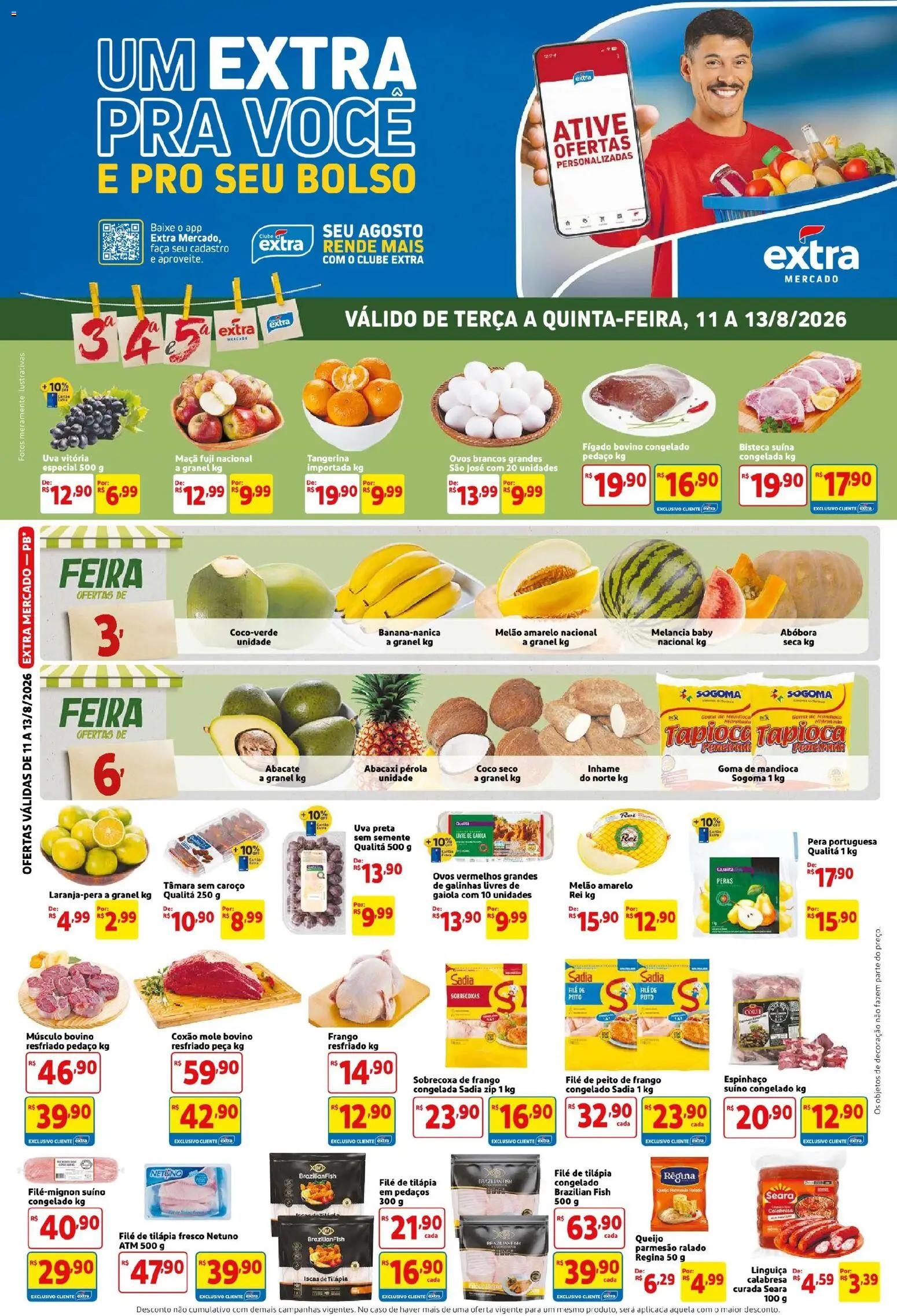 Extra Folheto - válido de 11/08/2026 | Página: 1 | Produtos: Sobrecoxa de frango, Coxão mole, Frango resfriado, Fígado