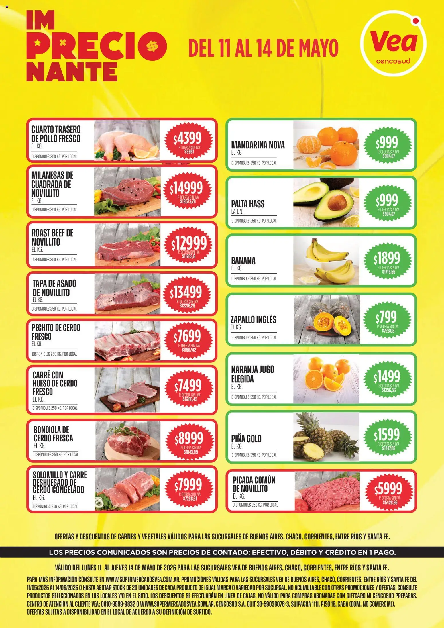 Vea ofertas │ válido desde el 11.05.2026 | Página: 1 | Productos: Banana, Zapallo, Palta, Jugo