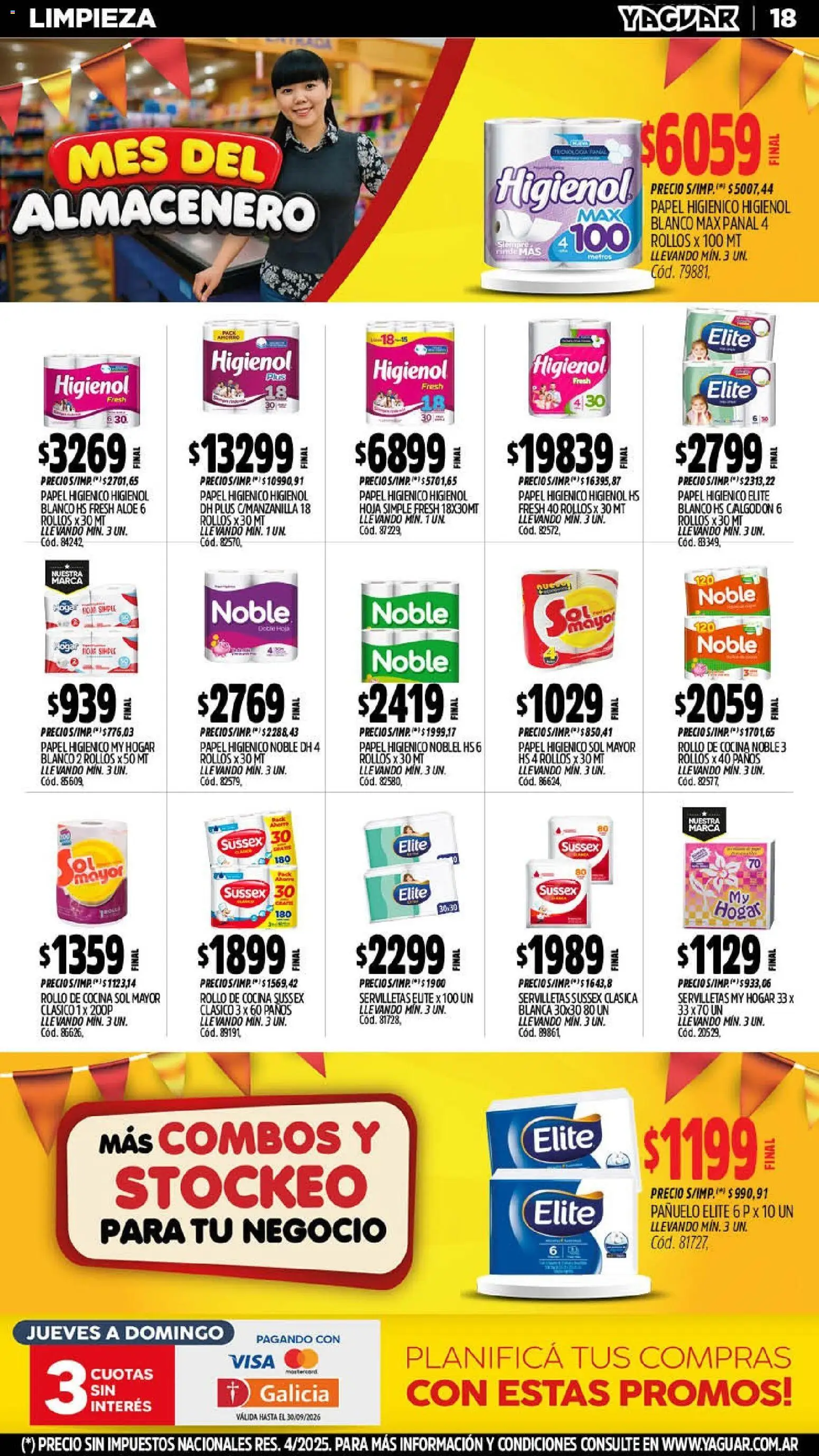 Yaguar - Oferta Semanal Trelew │ válido desde el 07/09/2026 | Página: 18 | Productos: Papel higiénico, Pañuelo, Cocina, Servilletas