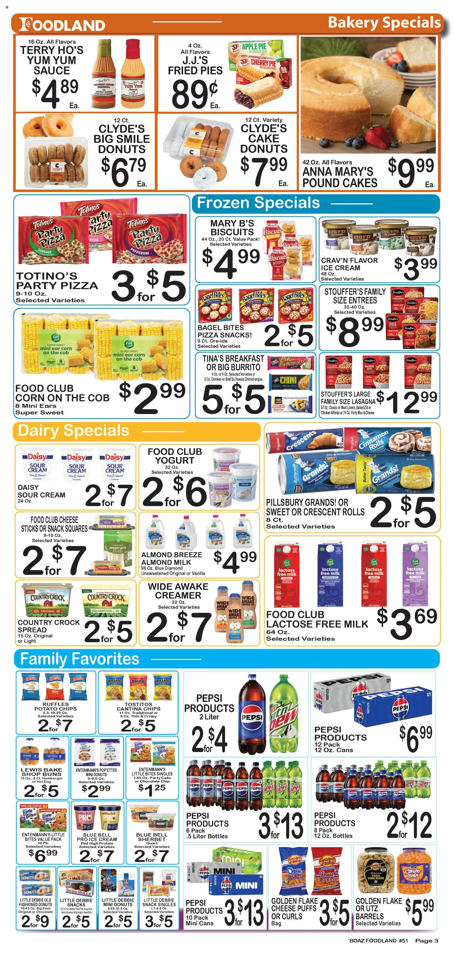 Foodland Weekly Ad - valid from 07/07/2026 | Page: 3 | Products: Butter, Yogurt, Salad, Apple Pie