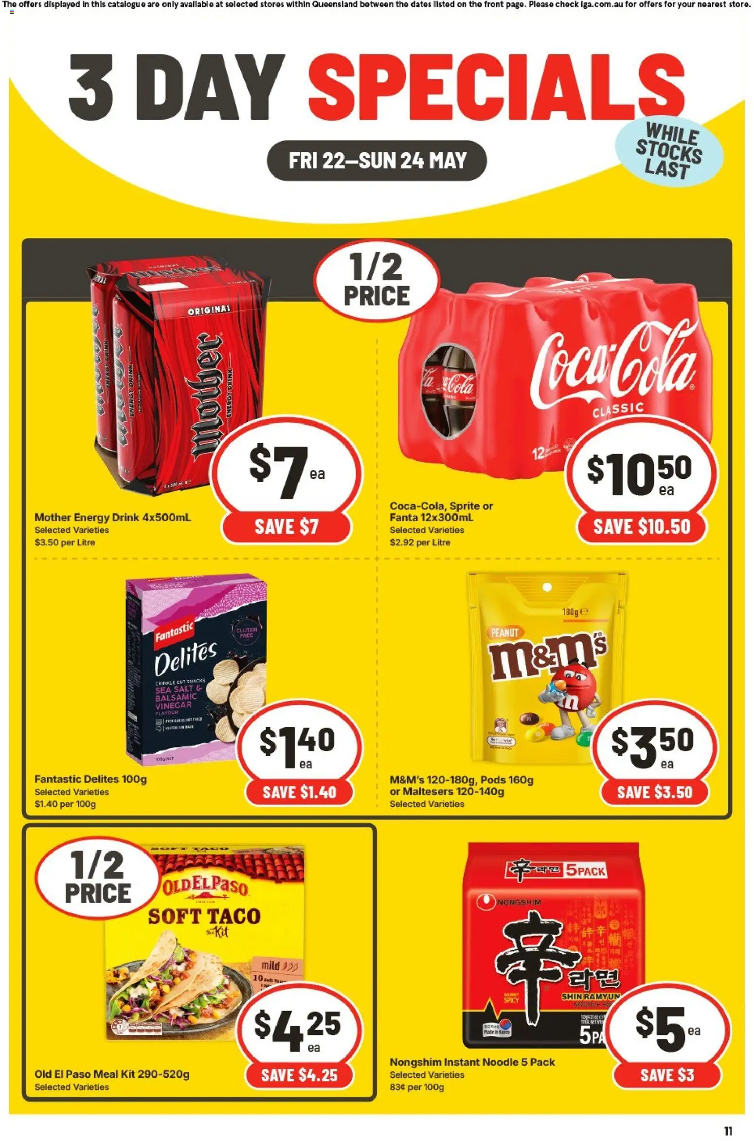 IGA catalogue - valid from 22.05.2026 | Page: 3 | Products: Energy drink, Salt, Vinegar