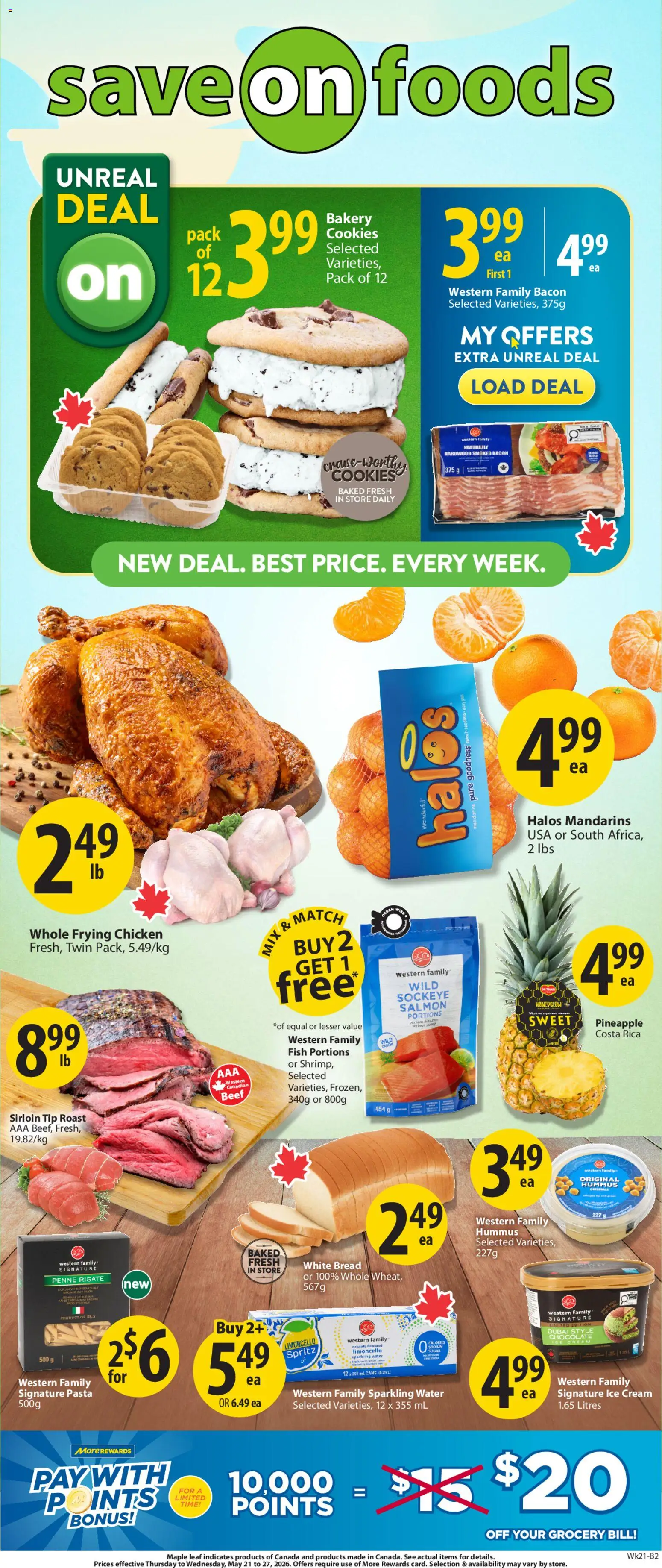 Save on foods flyer valid from 21.05.2026 | Page: 2 | Products: Fish, Pineapple, Cream, Ice cream