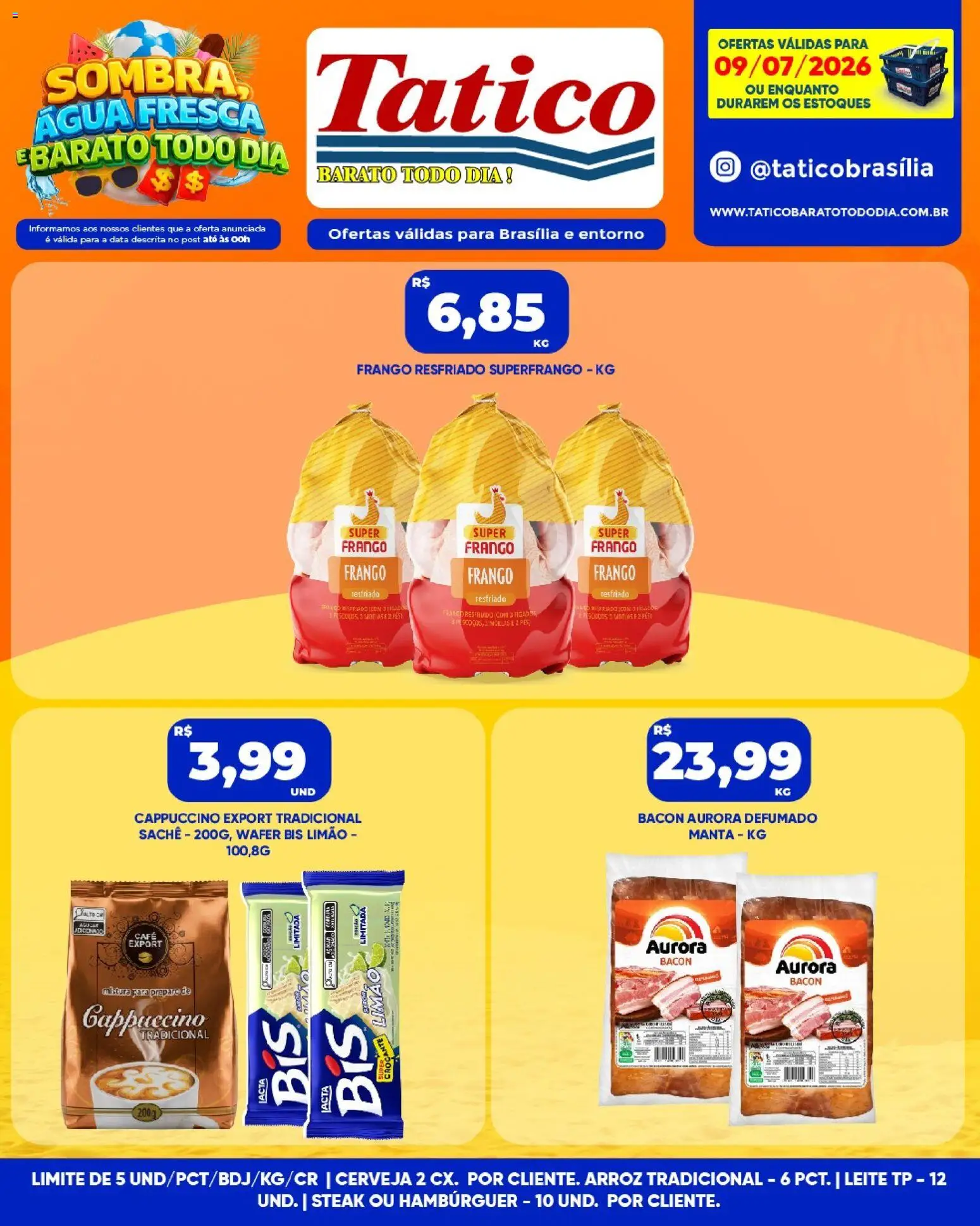 Tatico Folheto - válido de 09/07/2026 | Página: 5 | Produtos: Leite, Cerveja, Hambúrguer, Frango