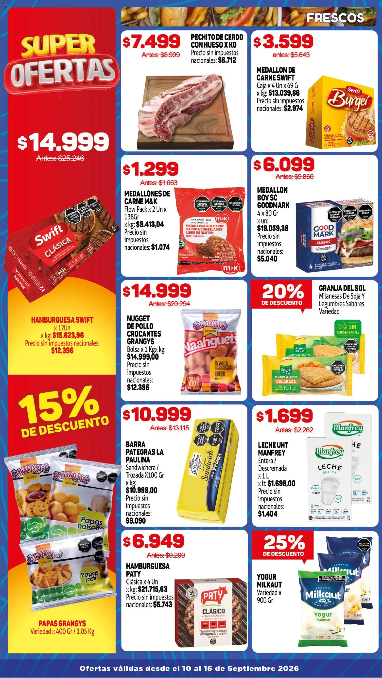 Makro Ofertas │ válido desde el 10/09/2026 | Página: 2 | Productos: Milanesas, Bolsa, Yogur, Leche UHT