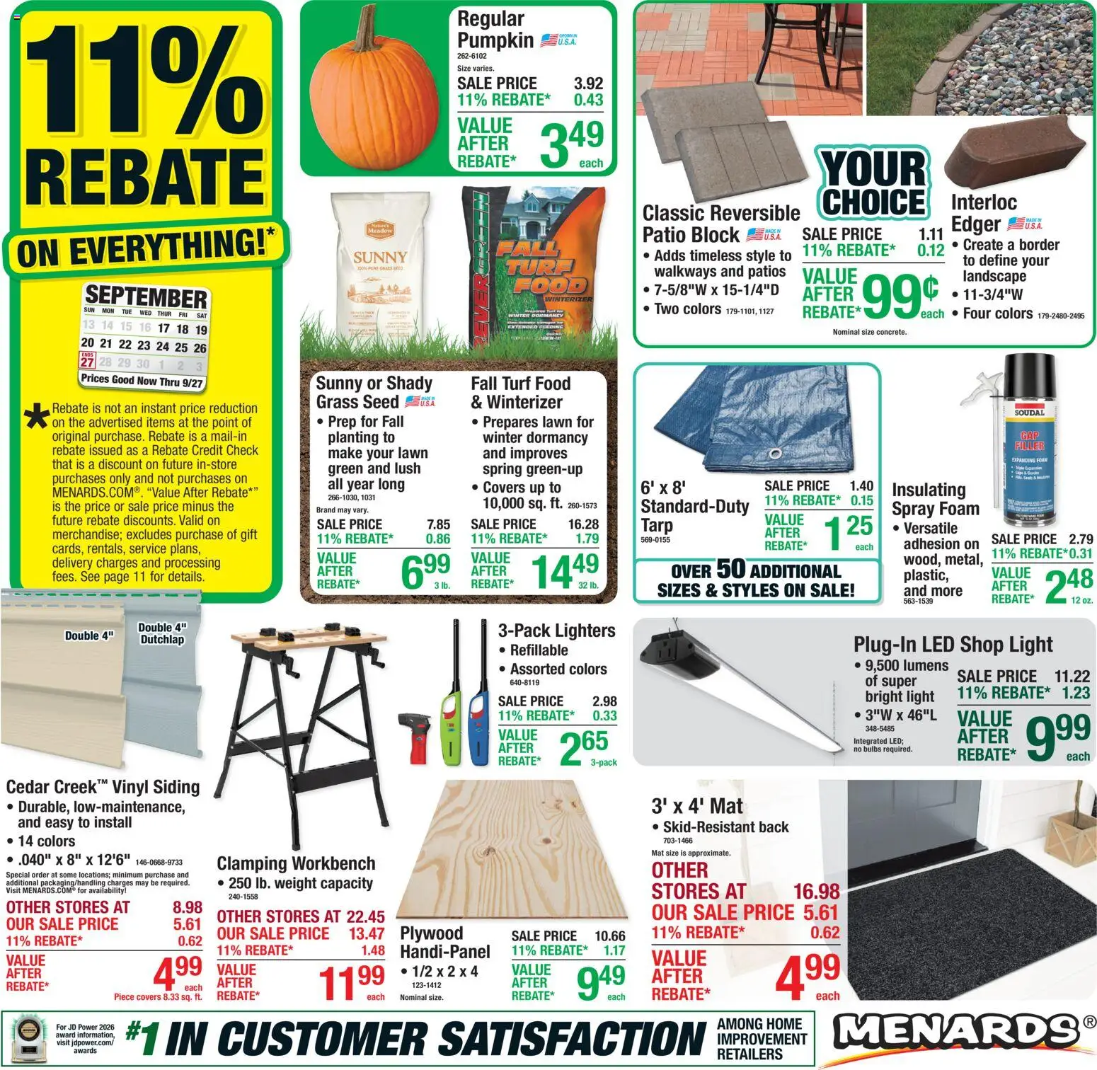 Menards Weekly Ad - valid from 09/17/2026 | Page: 1 | Products: Edger, Pumpkin, Foam, Weight