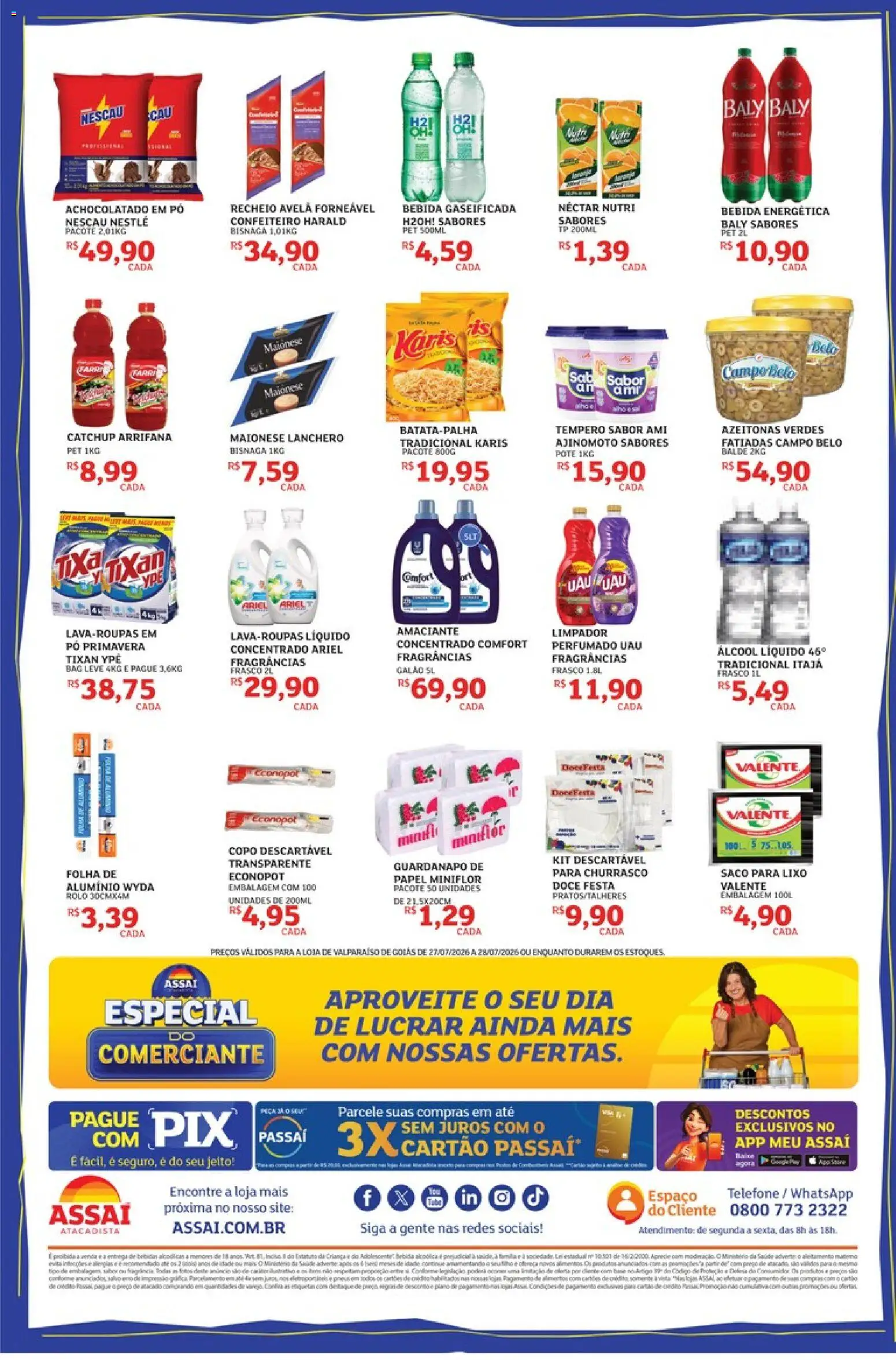 Assaí Atacadista Folheto - válido de 27/07/2026 | Página: 2 | Produtos: Saco para lixo, Pó, Bolo, Bebida