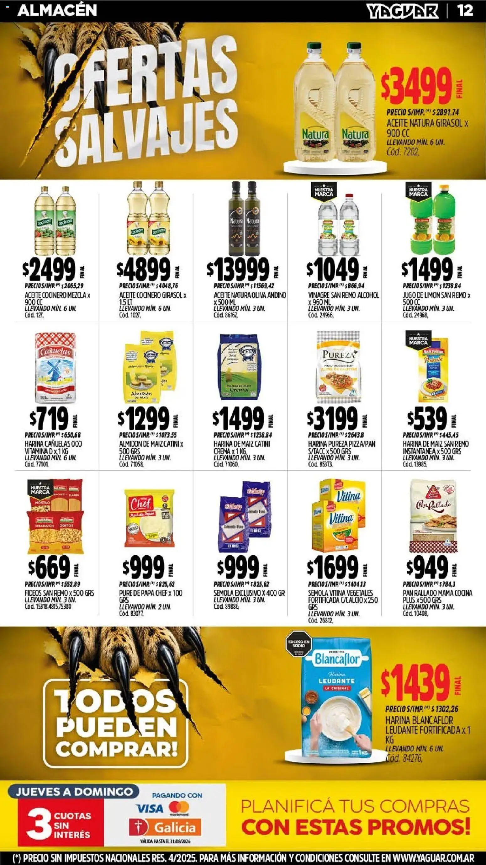 Yaguar - Oferta Semanal Chaco │ válido desde el 10/08/2026 | Página: 13 | Productos: Jugo de limón, Aceite, Polenta, Crema