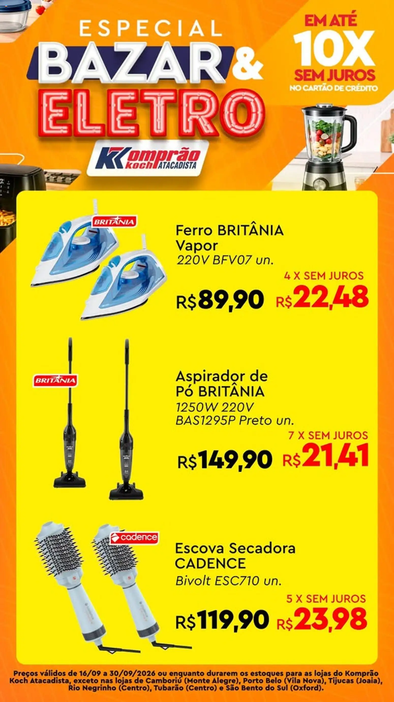 Komprao Atacadista Folheto - válido de 16/09/2026 | Página: 1 | Produtos: Aspirador de pó, Ferro, Escova secadora, Pó