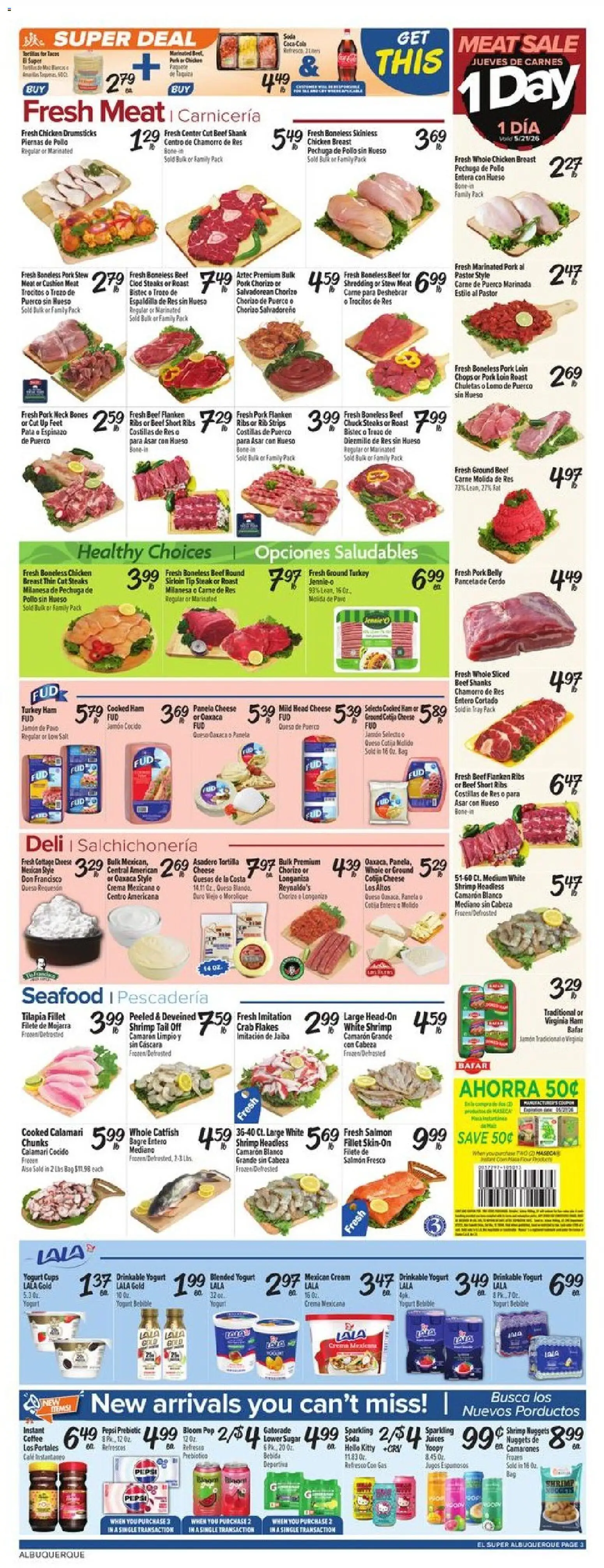 El Super Weekly Ad - NM - valid from 20.05.2026 | Page: 3 | Products: Yogurt, Cream, Flakes, Beet