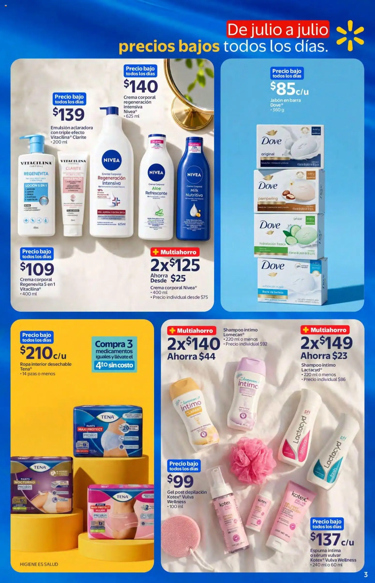 Nuevas ofertas de Walmart válidas en toda la República Mexicana desde el 22/07/2026. ¡Encuentra las mejores ofertas en Walmart folleto! | Página: 3 | Productos: Serum, Barra, Ropa interior, Pants