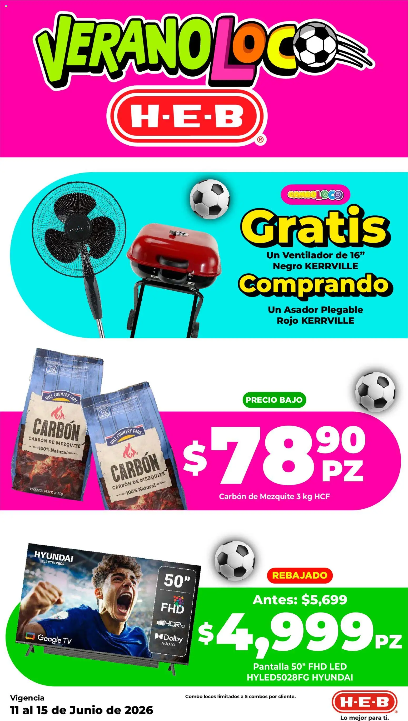 Nuevas ofertas de H-E-B válidas en toda la República Mexicana desde el 11.06.2026. ¡Encuentra las mejores ofertas en H-E-B folleto Verano loco! | Página: 8 | Productos: Ventilador, Audio