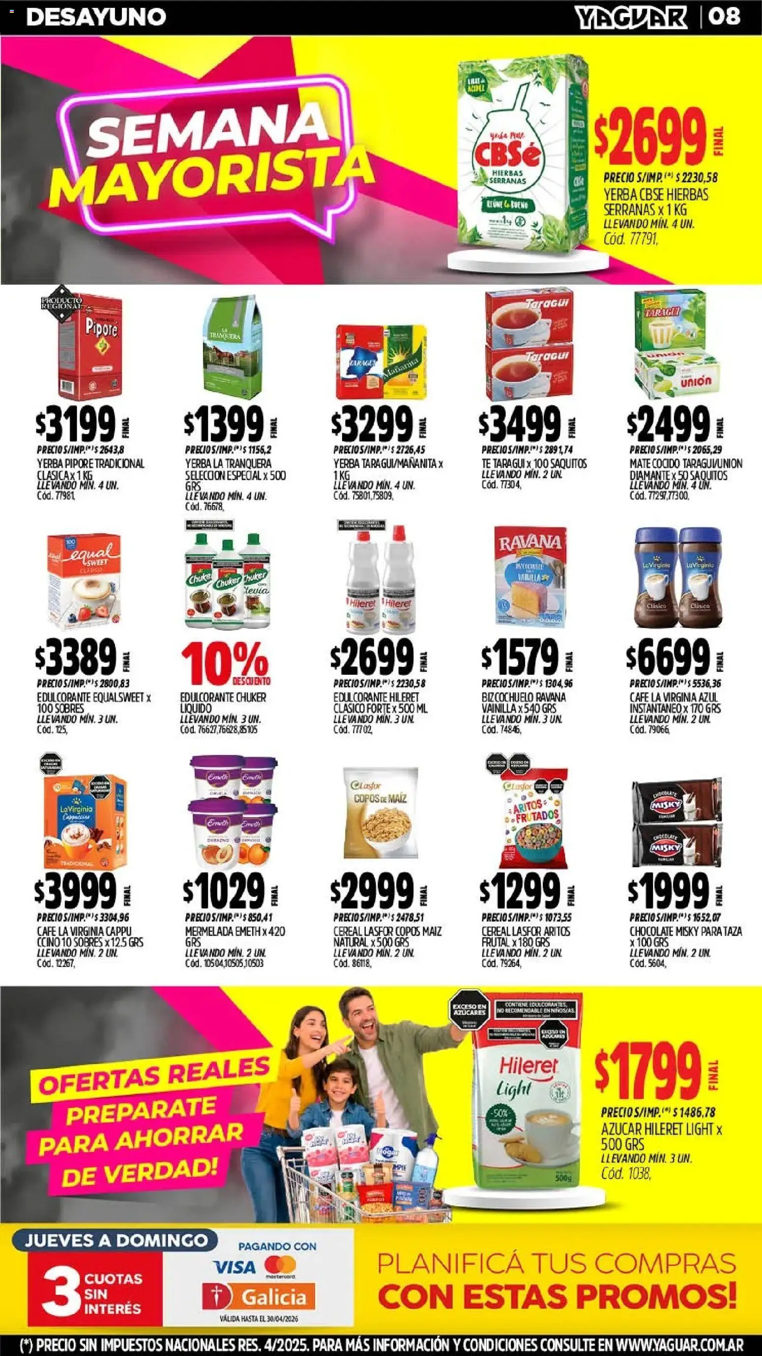 Yaguar - Oferta Semanal Trelew │ válido desde el 18.05.2026 | Página: 8 | Productos: Mate, Azucar, Café, Mermelada