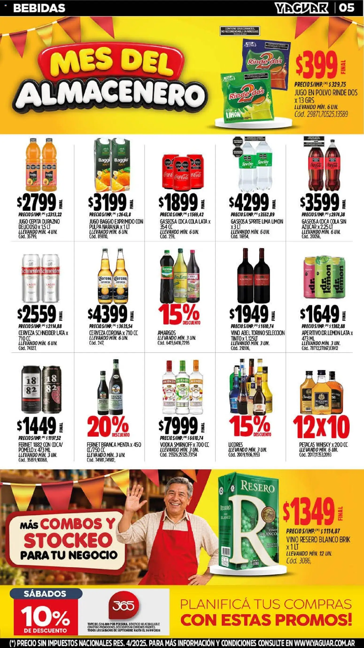 Yaguar - Oferta Semanal Jujuy │ válido desde el 14/09/2026 | Página: 5 | Productos: Sprite, Fernet, Gaseosa, Lima
