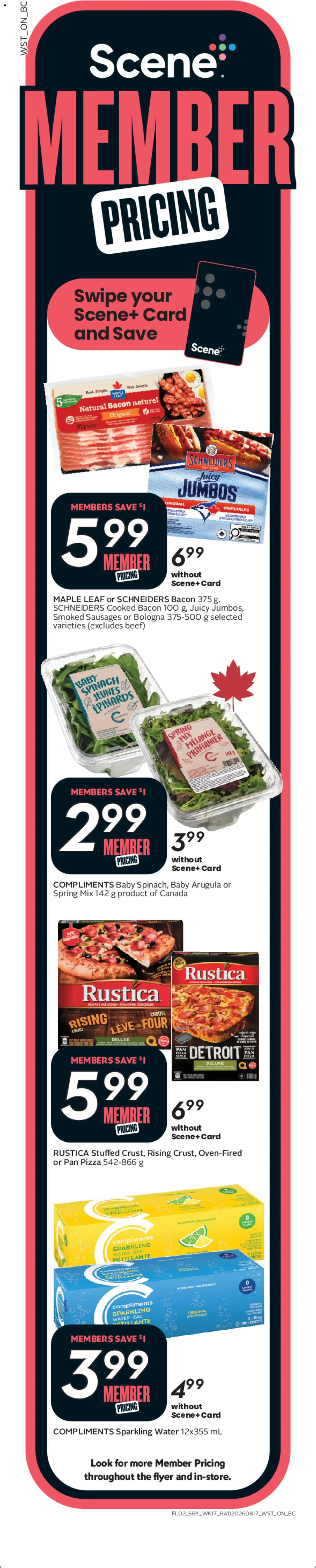 Safeway flyer valid from Aug 20, 2026 | Page: 3 | Products: Beef, Bacon, Water, Pizza