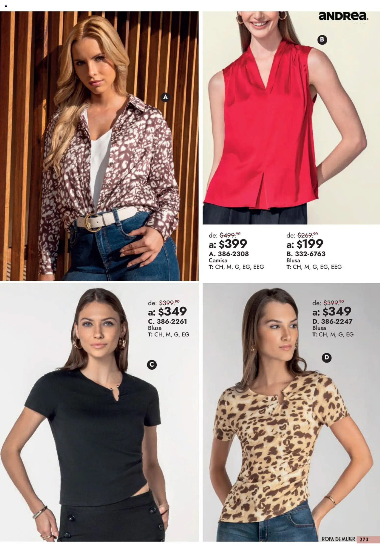 Nuevas ofertas de Andrea válidas en toda la República Mexicana desde el 13/09/2026. ¡Encuentra las mejores ofertas en Andrea catálogo Outlet! | Página: 273 | Productos: Blusa, Camisa, Ropa