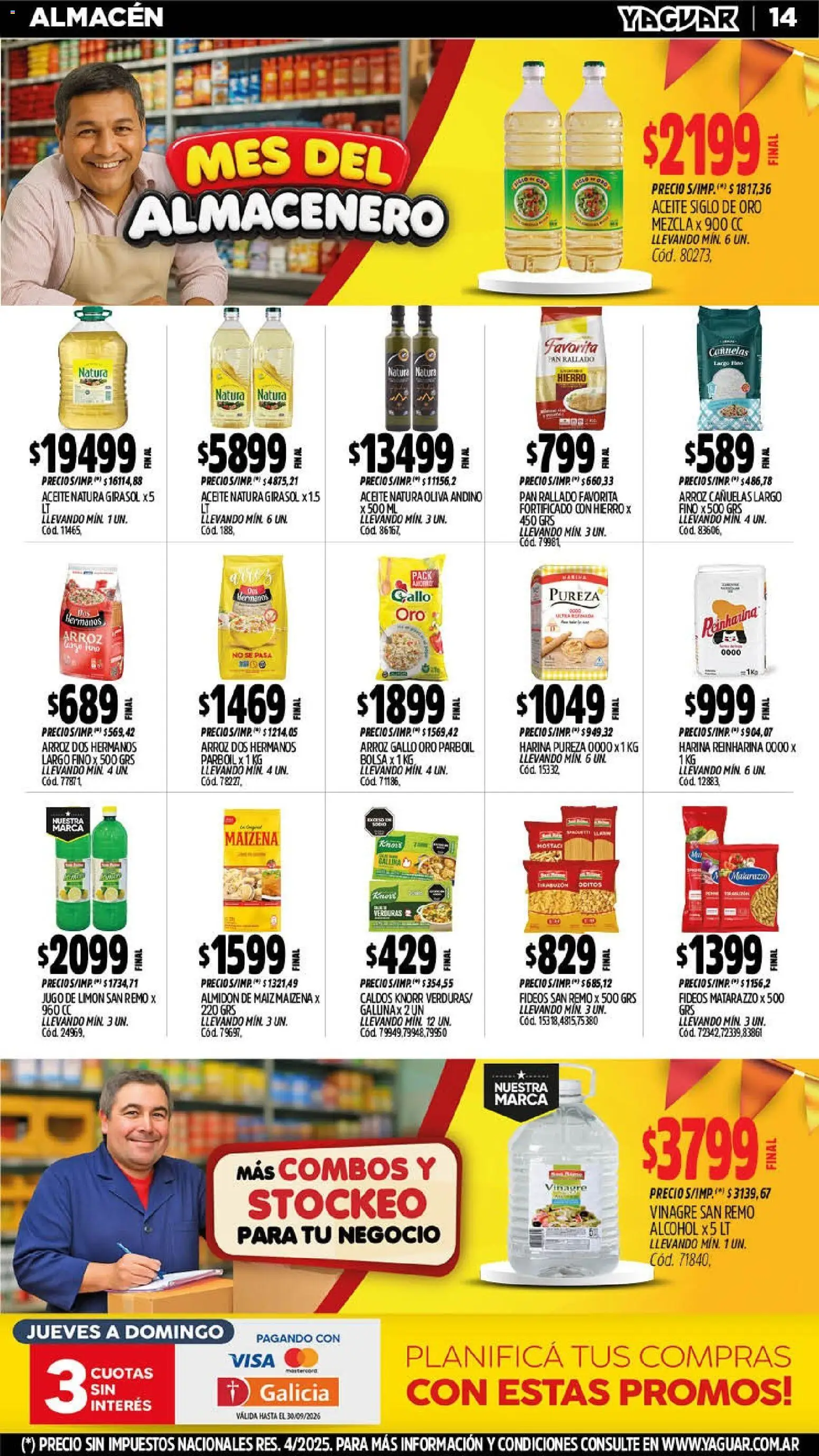 Yaguar - Oferta Semanal Misiones │ válido desde el 07/09/2026 | Página: 14 | Productos: Bolsa, Jugo de limón, Vinagre, Pan