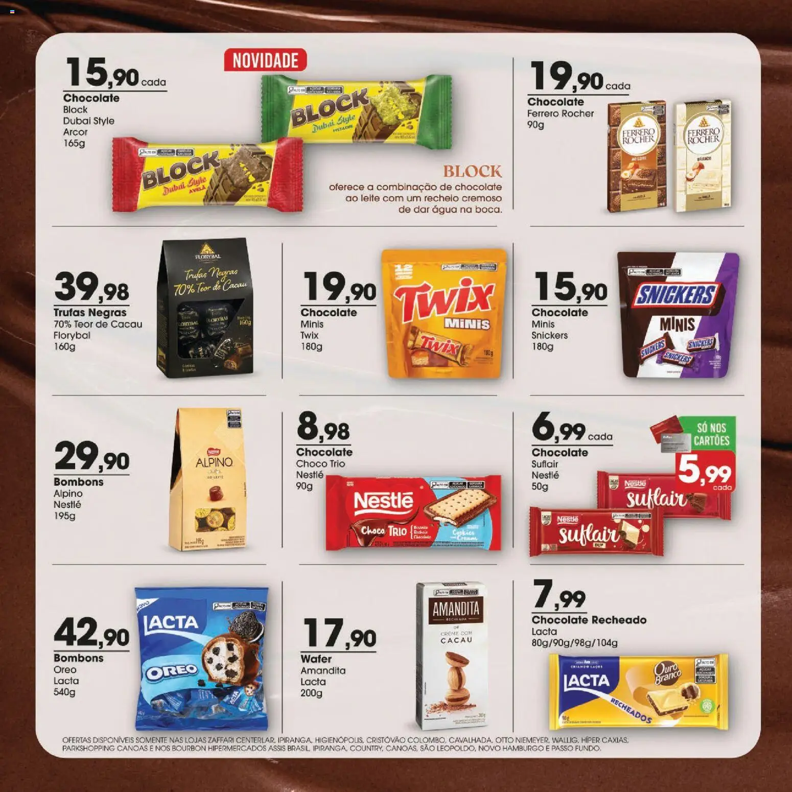 Zaffari Folheto - válido de 16/07/2026 | Página: 4 | Produtos: Twix, Leite, Creme, Ferrero Rocher