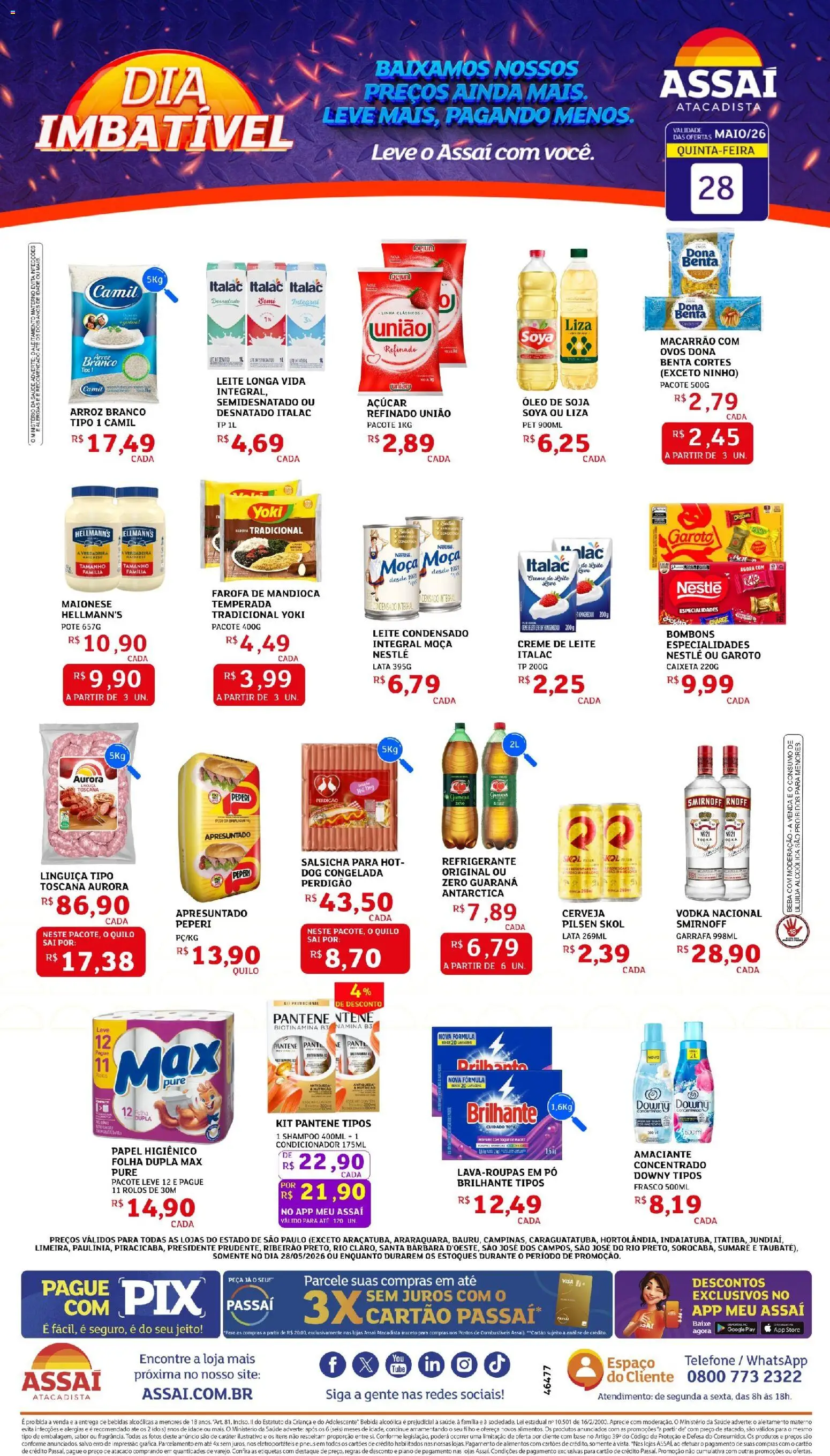 Assaí Atacadista Folheto - válido de 28.05.2026 | Página: 1 | Produtos: Condicionador, Linguiça, Creme, Creme de leite