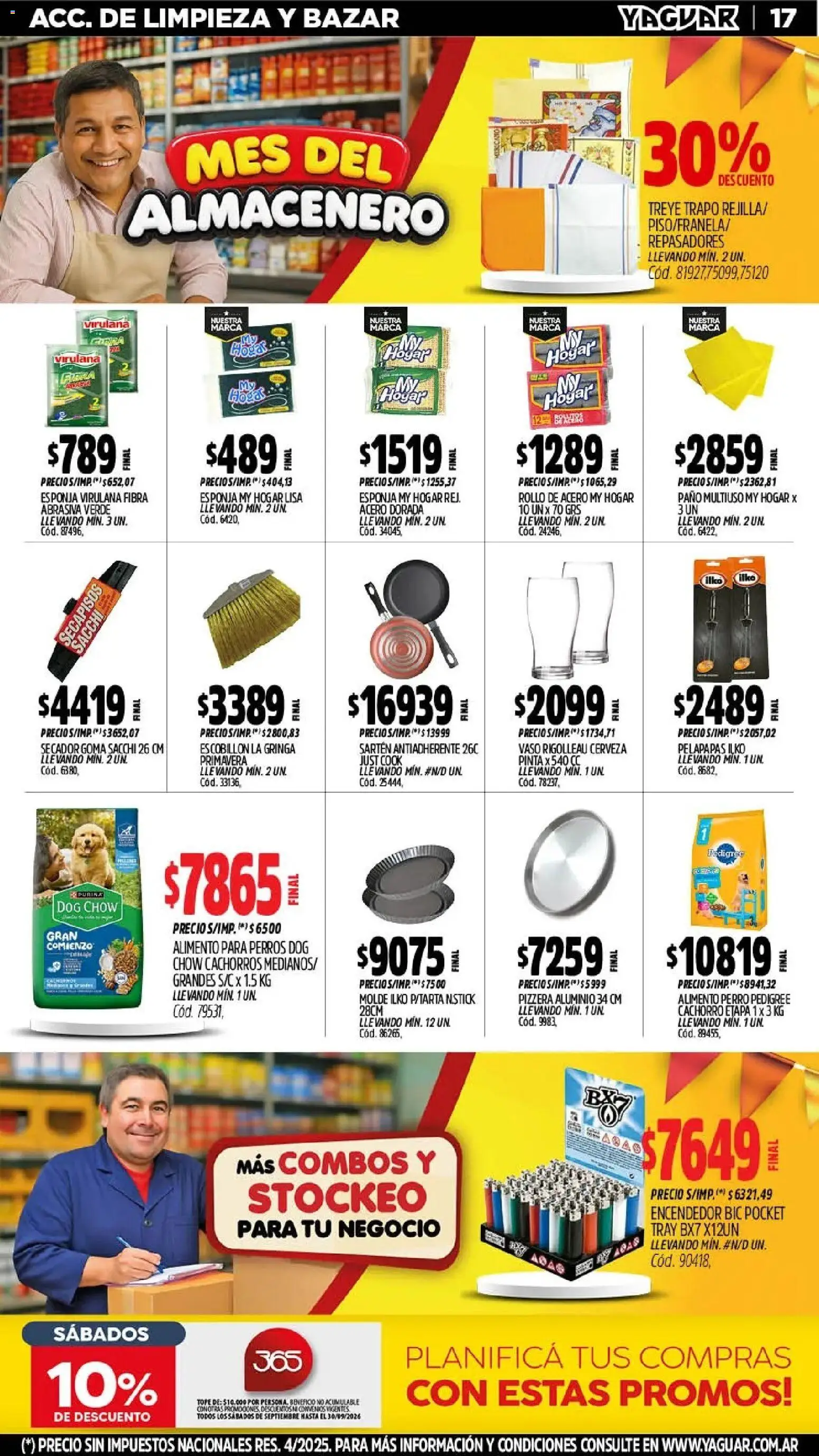 Yaguar - Oferta Semanal Córdoba │ válido desde el 28/09/2026 | Página: 17 | Productos: Molde, Sartén antiadherente, Escobillon, Alimento para perros