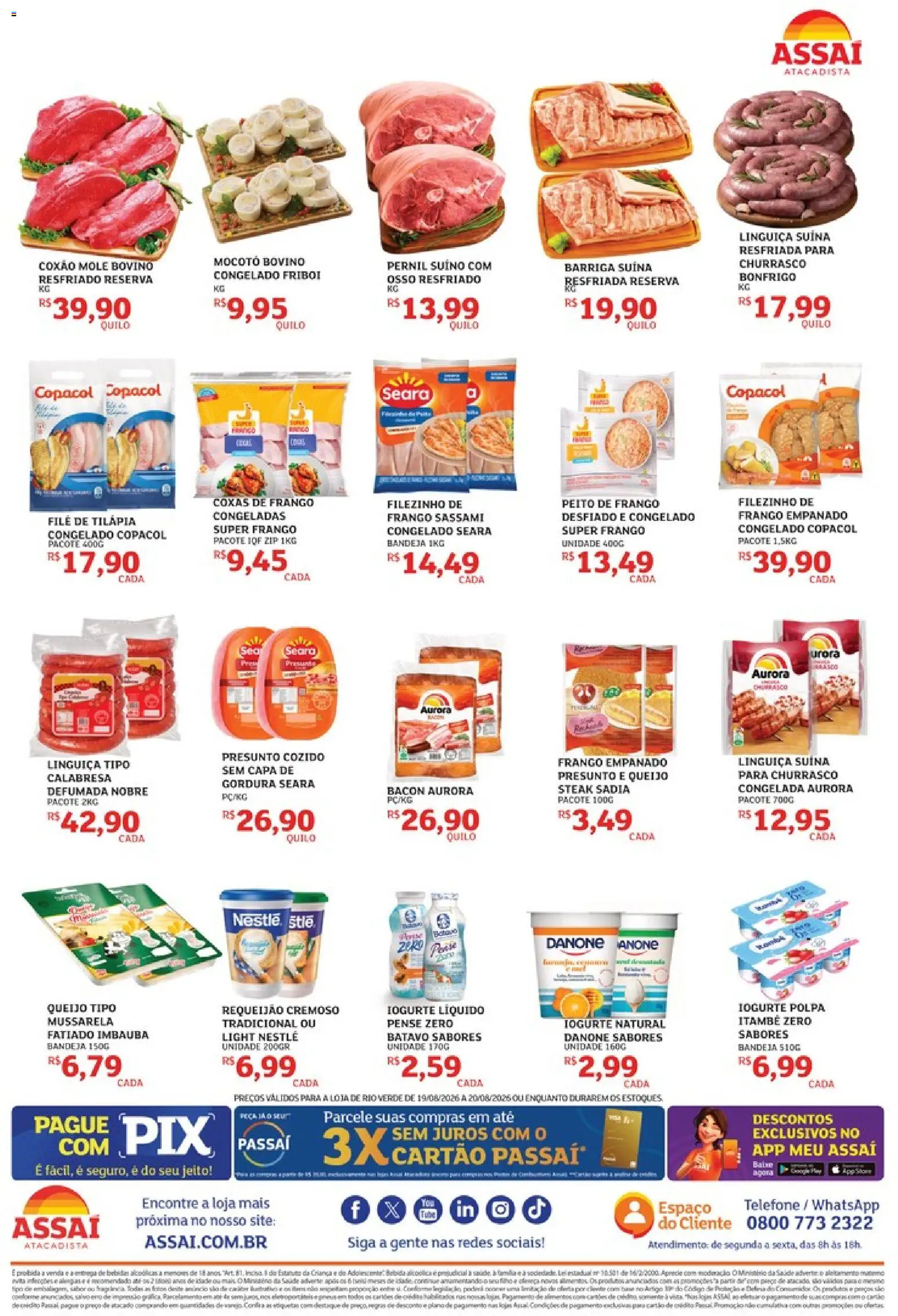 Assaí Atacadista Folheto - válido de 19/08/2026 | Página: 2 | Produtos: Steak, Linguiça, Iogurte, Bandeja